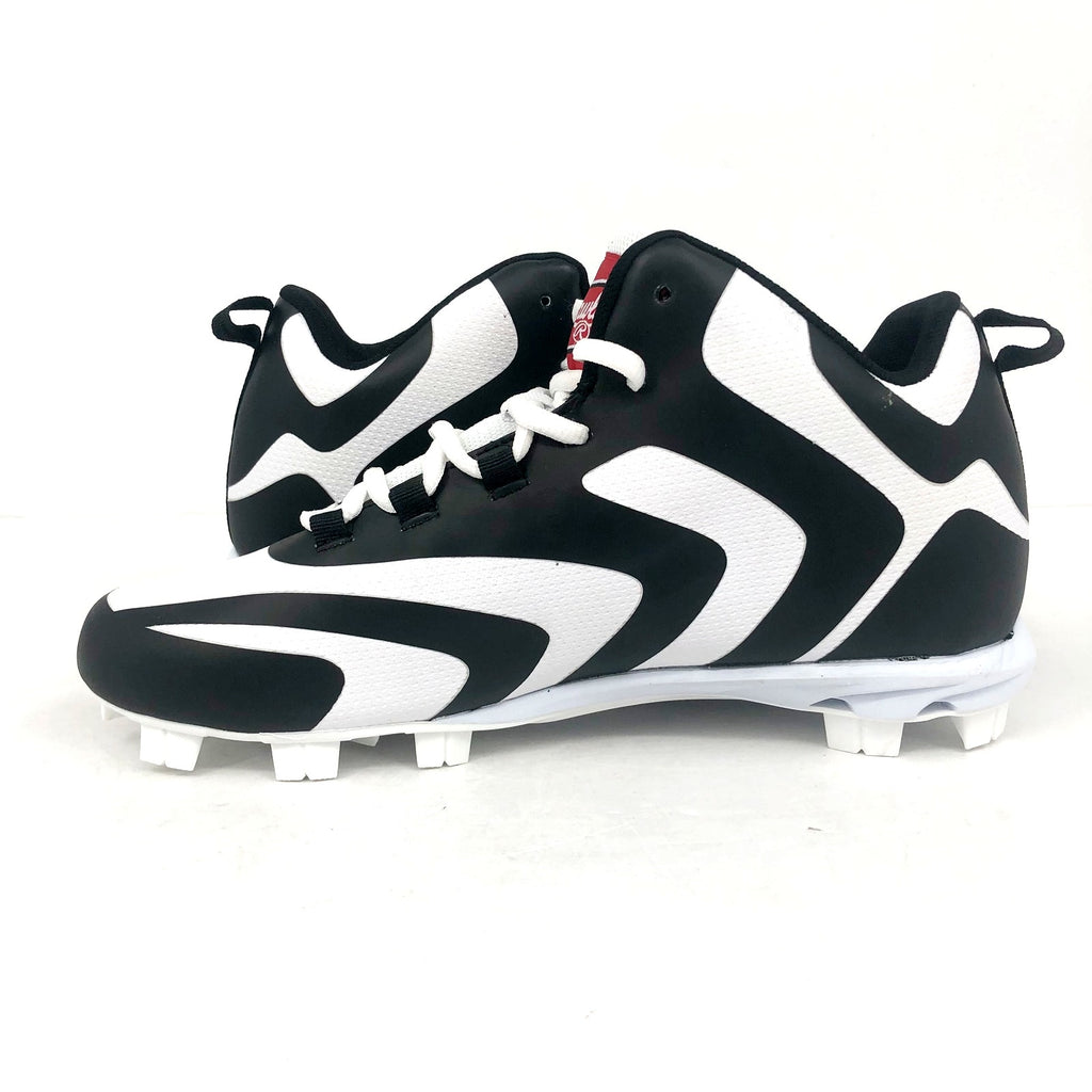 Rawlings Mens Rookie Mid Baseball Cleats Size 10D White Black NWOB
