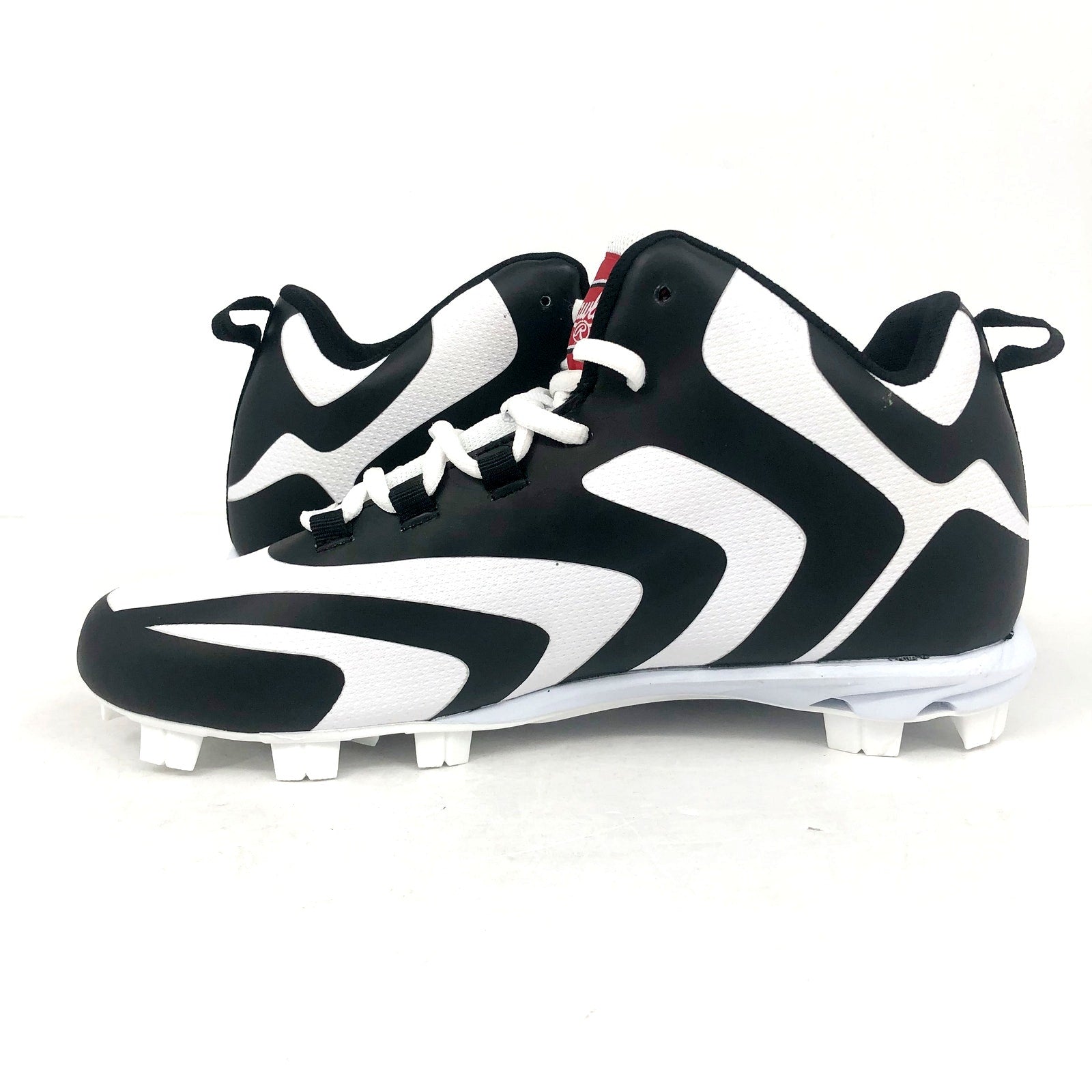 Rawlings Mens Rookie Mid Baseball Cleats Size 10D White Black NWOB