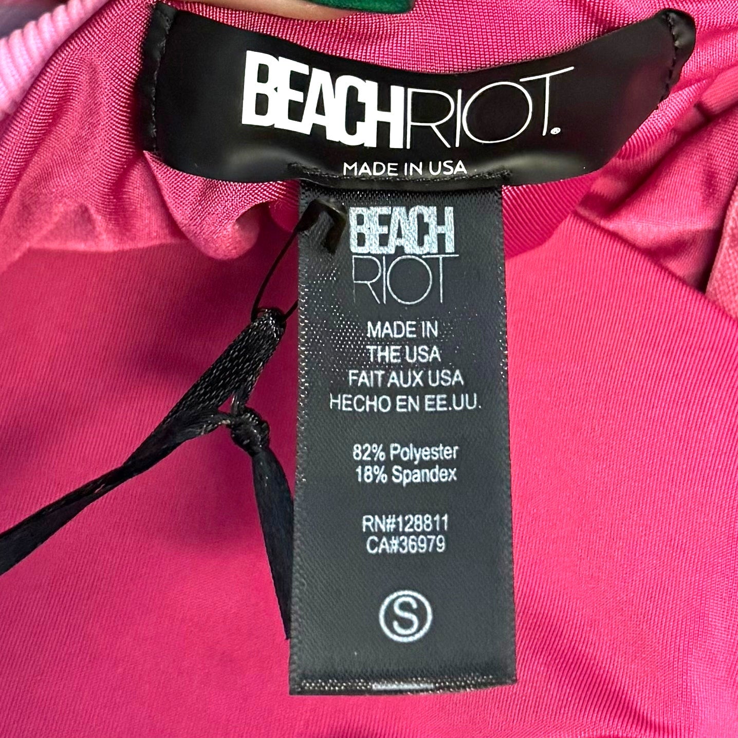 BEACH RIOT Jessa Bandeau One Piece Swimsuit Small Pink Raspberry Colorblock NWT