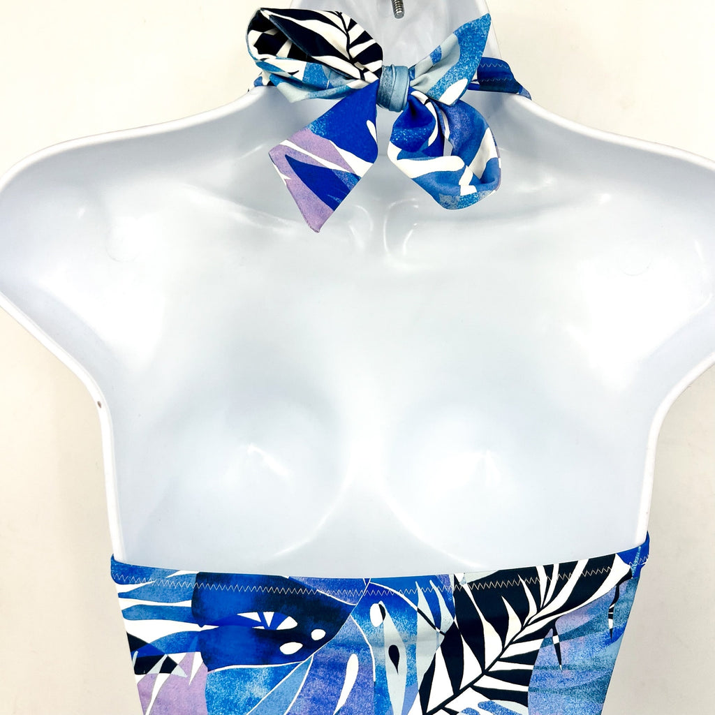 TOMMY BAHAMA Palma Fresca Tankini Top Small Blue White Palm Modern NWT