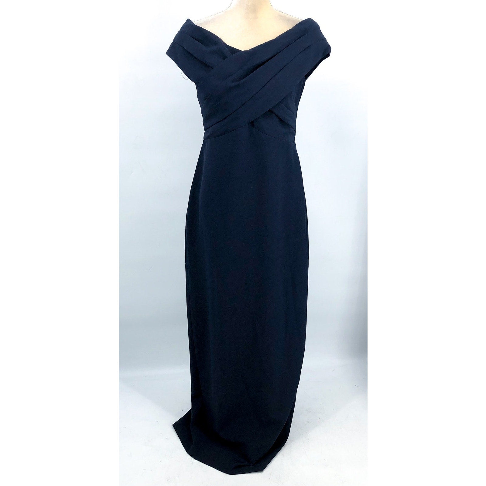 LAUREN RALPH LAUREN Crepe Off-the-Shoulder Gown Size 8 Navy Blue Formal NWT