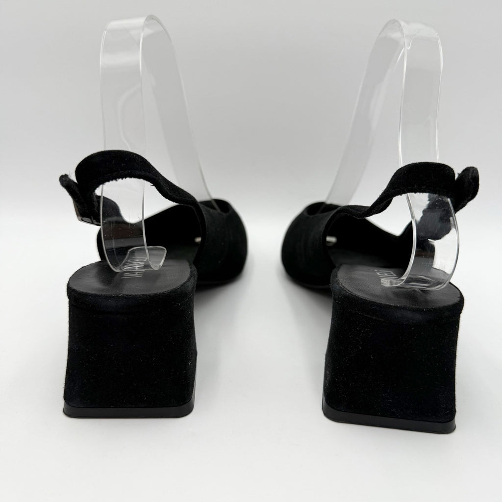 Vaneli Womens Darsy Slingback Heels Size 8 Wide Black Suede NIB