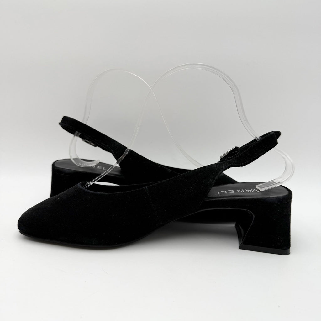 Vaneli Womens Darsy Slingback Heels Size 8 Wide Black Suede NIB