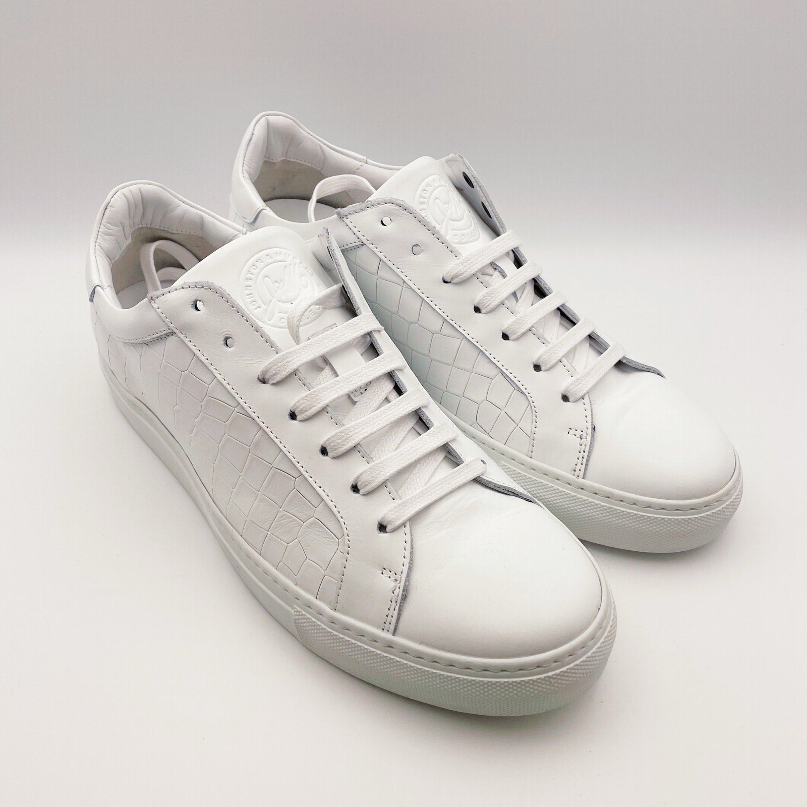 Johnston & Murphy Mens Jake Lace to Toe Casual Sneakers US 8.5 White Leather NIB