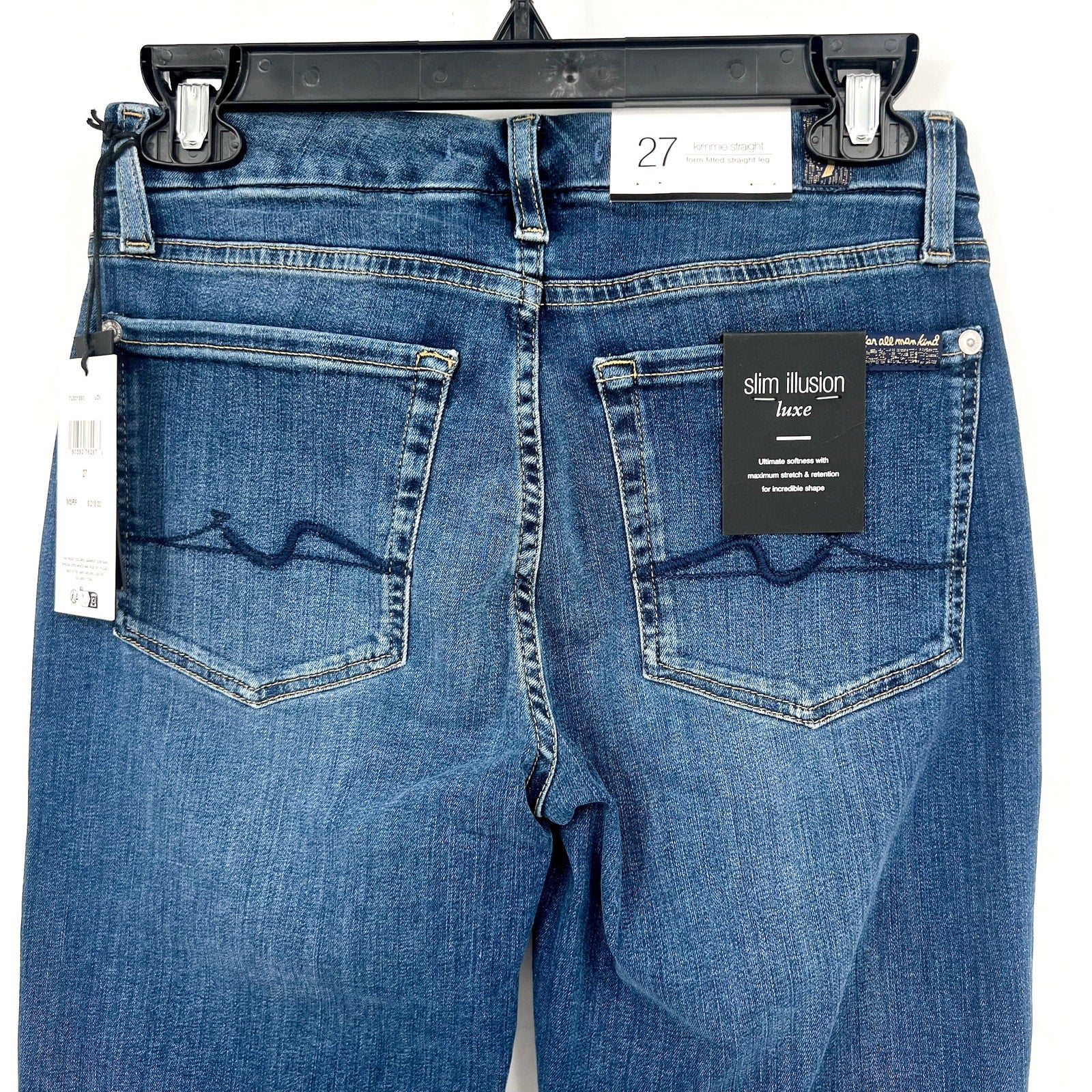 7 FOR ALL MANKIND Womens Kimmie Straight Slim Jeans Size 27 Blue Love Story NWT