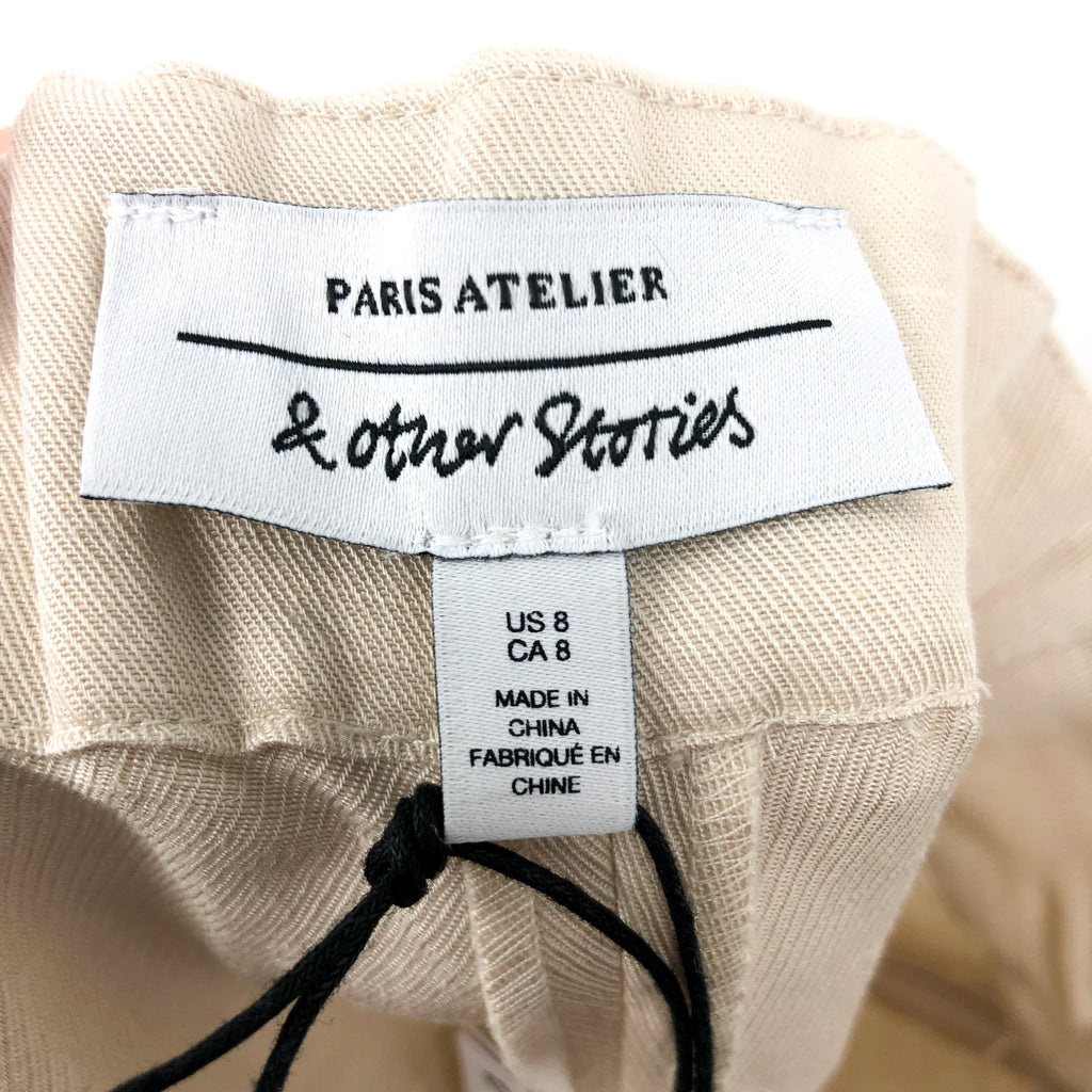 & Other Stories Women's Wide Leg Pants Size 8 Light Beige Linen Blend NWT
