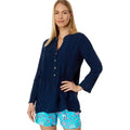 LILLY PULITZER Womens Sarasota Tunic Top XS True Navy Blue 100% Linen NWT
