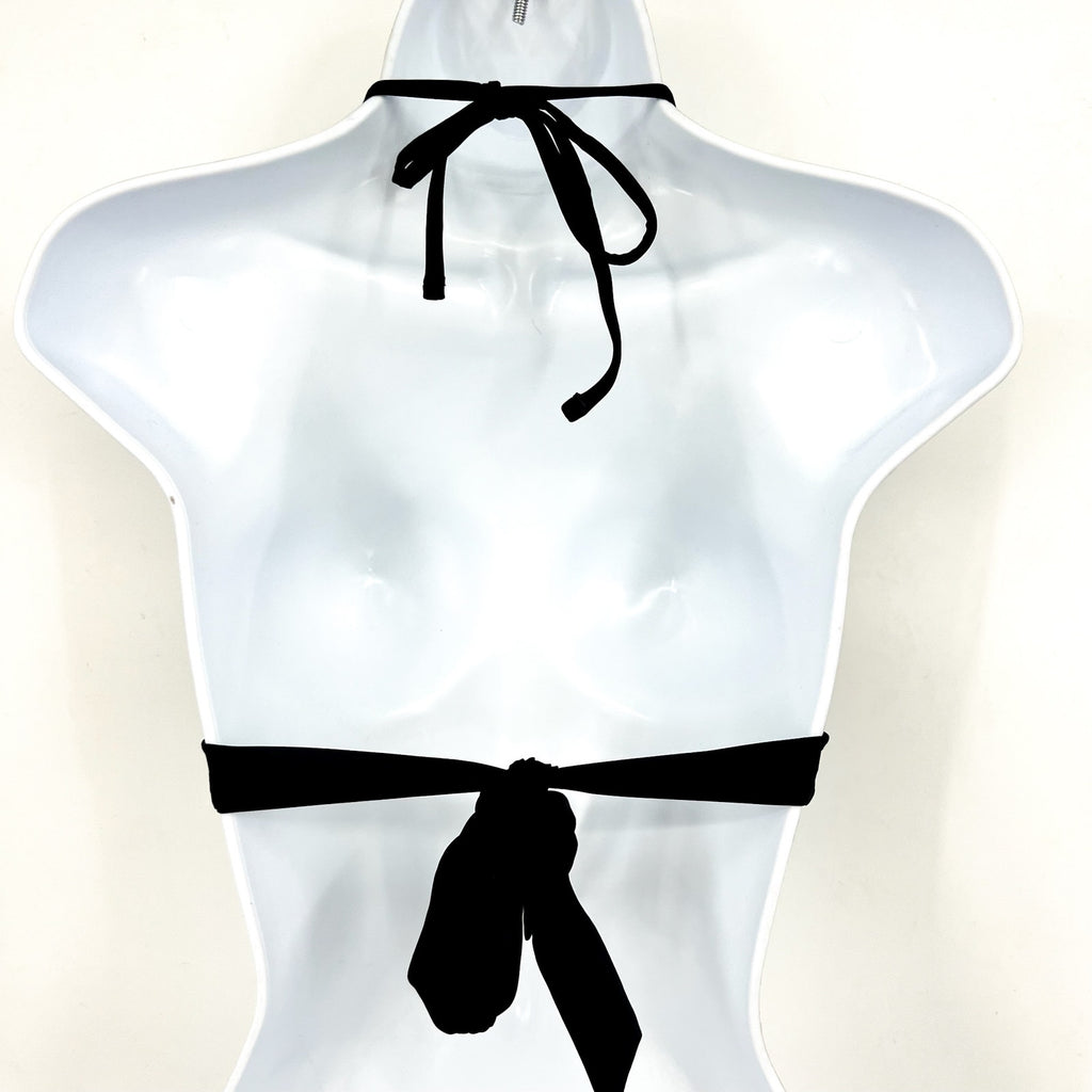 BECCA Women's Marble Canyon Ring Halter Bikini Top Small Black Adjustable NWT