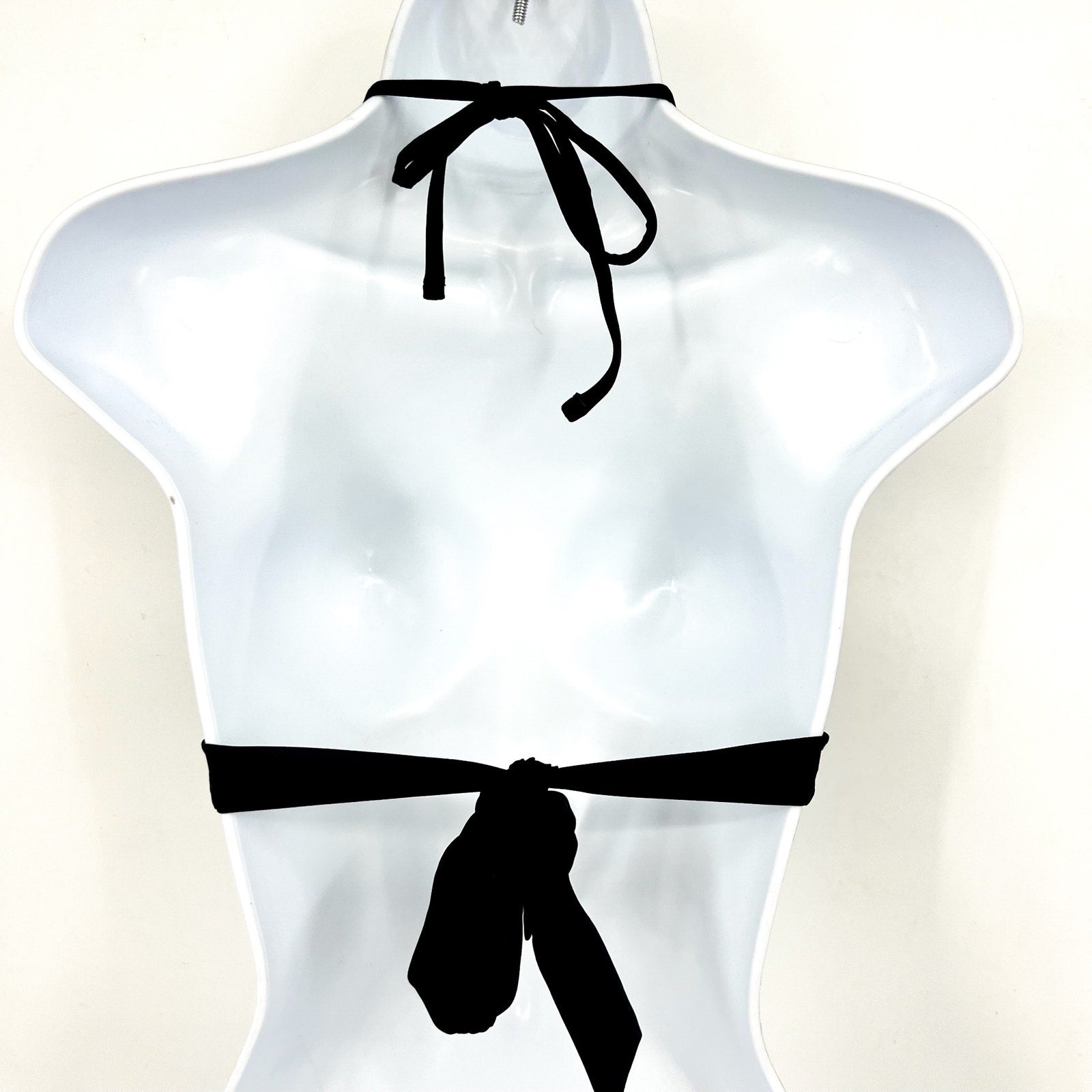 BECCA Women's Marble Canyon Ring Halter Bikini Top Small Black Adjustable NWT