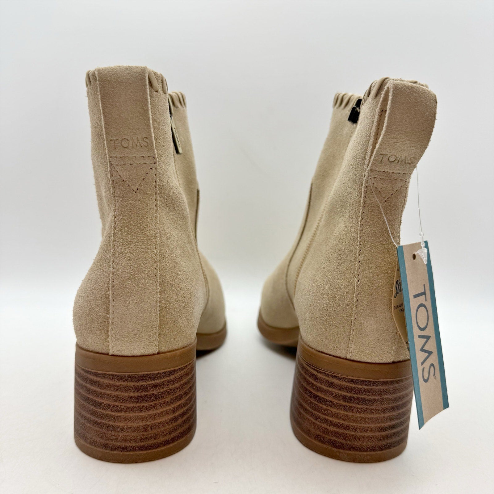 TOMS Womens Delilah Ankle Booties US 7.5 EU 38 Tan Suede Water Repellent NWOB