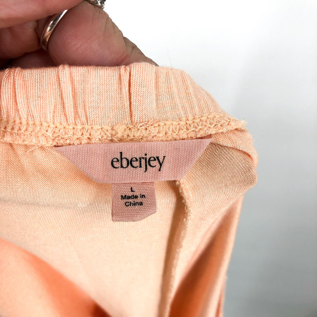 EBERJEY Gisele Relaxed Short PJ Set Large Peach Parfait Ivory TENCEL Modal NWOT
