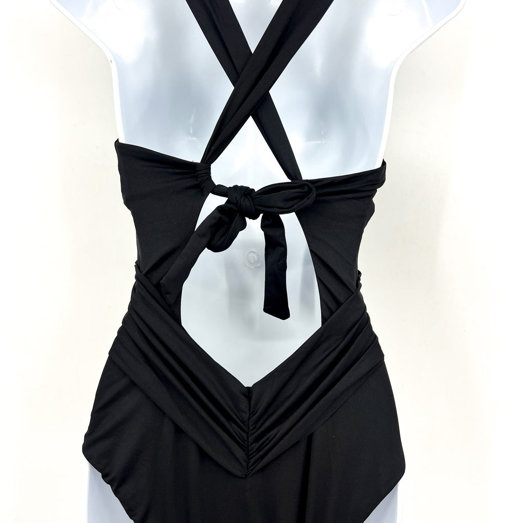 BECCA Women's Twist Cut-Out One Piece Swimsuit Medium Black Color Code NWT