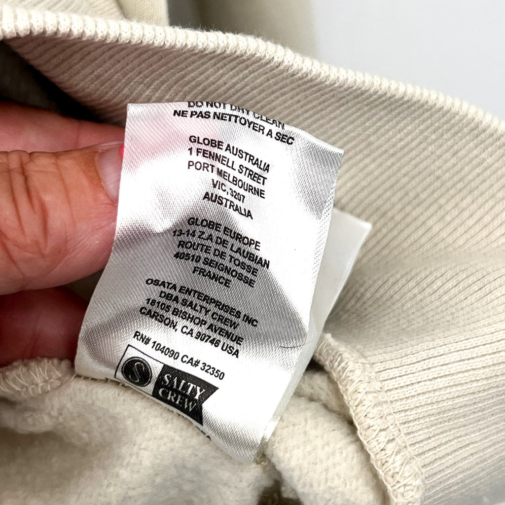 SALTY CREW Women's Salty Crew Hopper Crew Hoodie Medium Off White Sweatshirt NWT