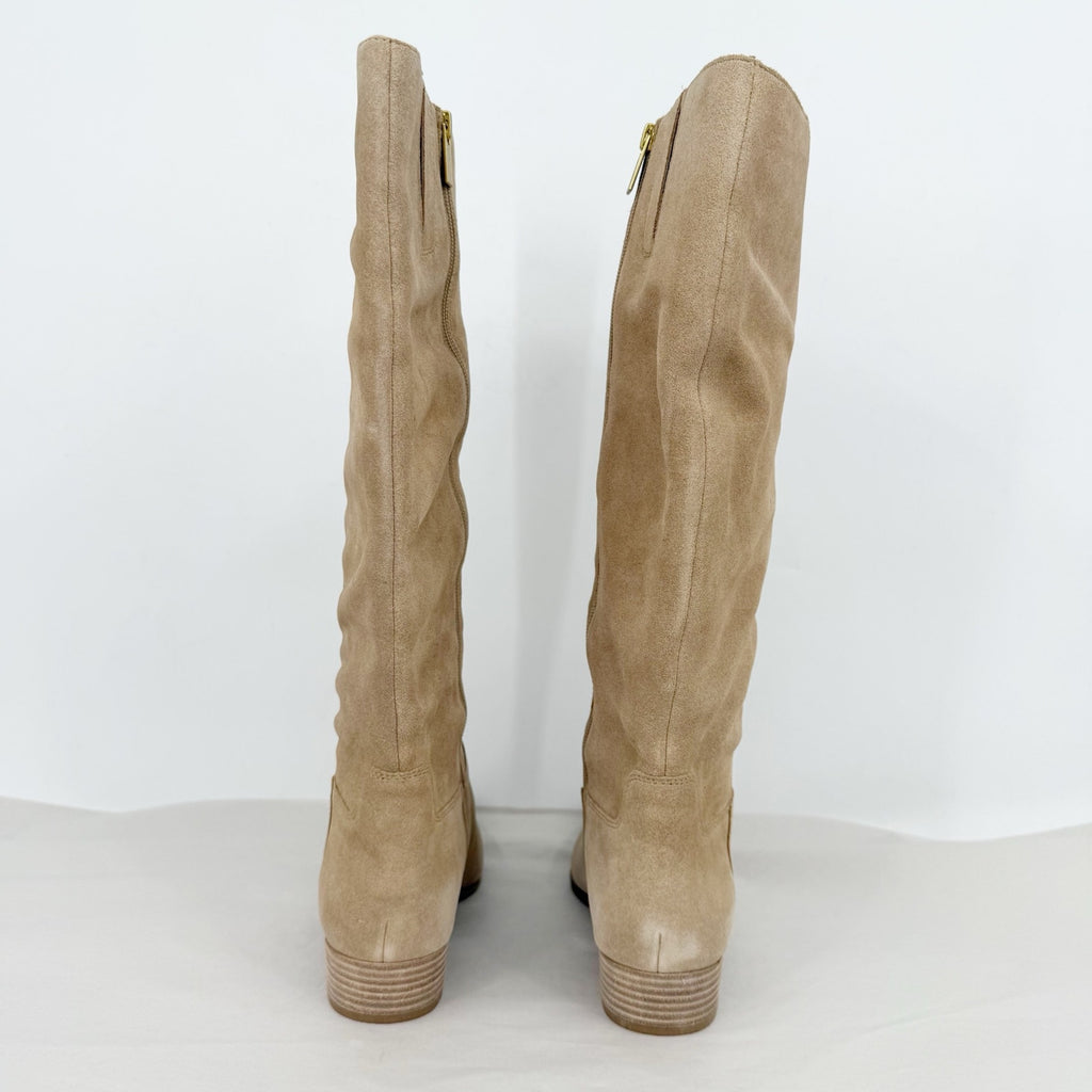 Vince Camuto Womens Pavla 2 Knee High Boots US 7.5 M Wide Calf Beige Suede NIB