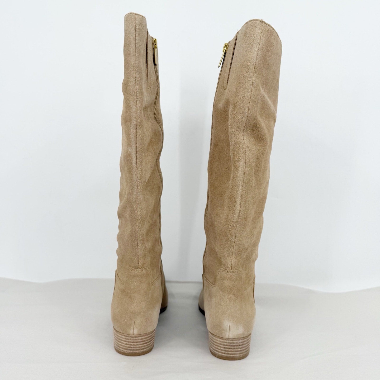 Vince Camuto Womens Pavla 2 Knee High Boots US 7.5 M Wide Calf Beige Suede NIB