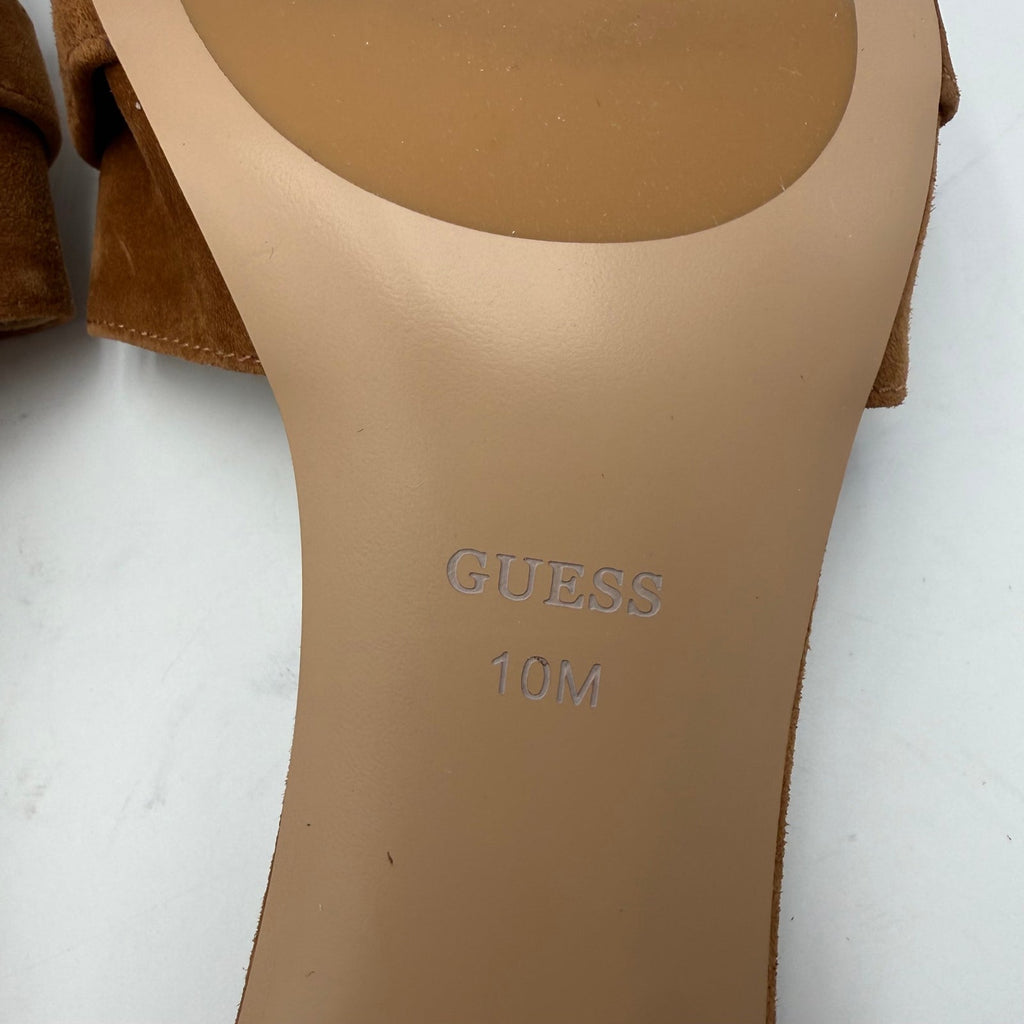 Guess Womens Dittara Kitten Heel Slide Sandals Size 10 Brown Cognac Suede NWOB