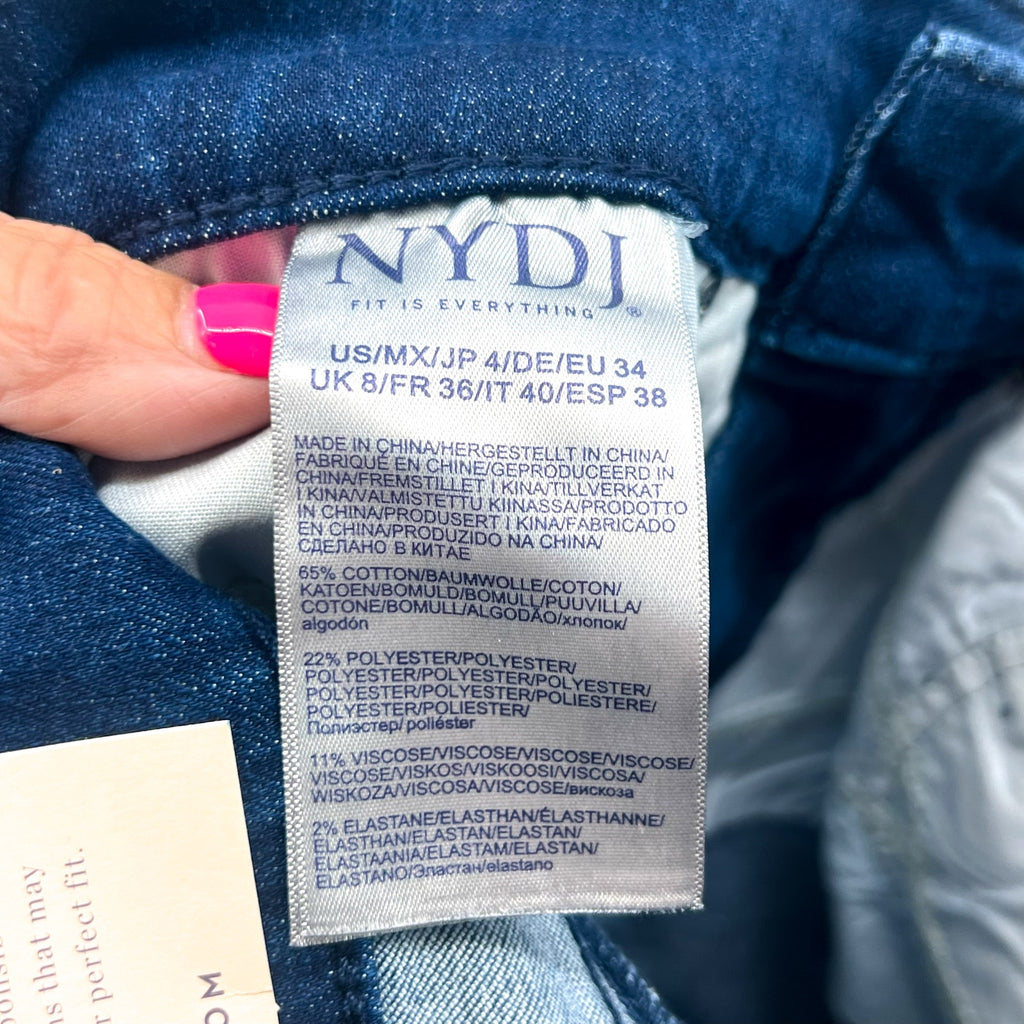 NYDJ Womens Ella Denim Shorts Size 4 Dark Blue Arise 8" Inseam NWT