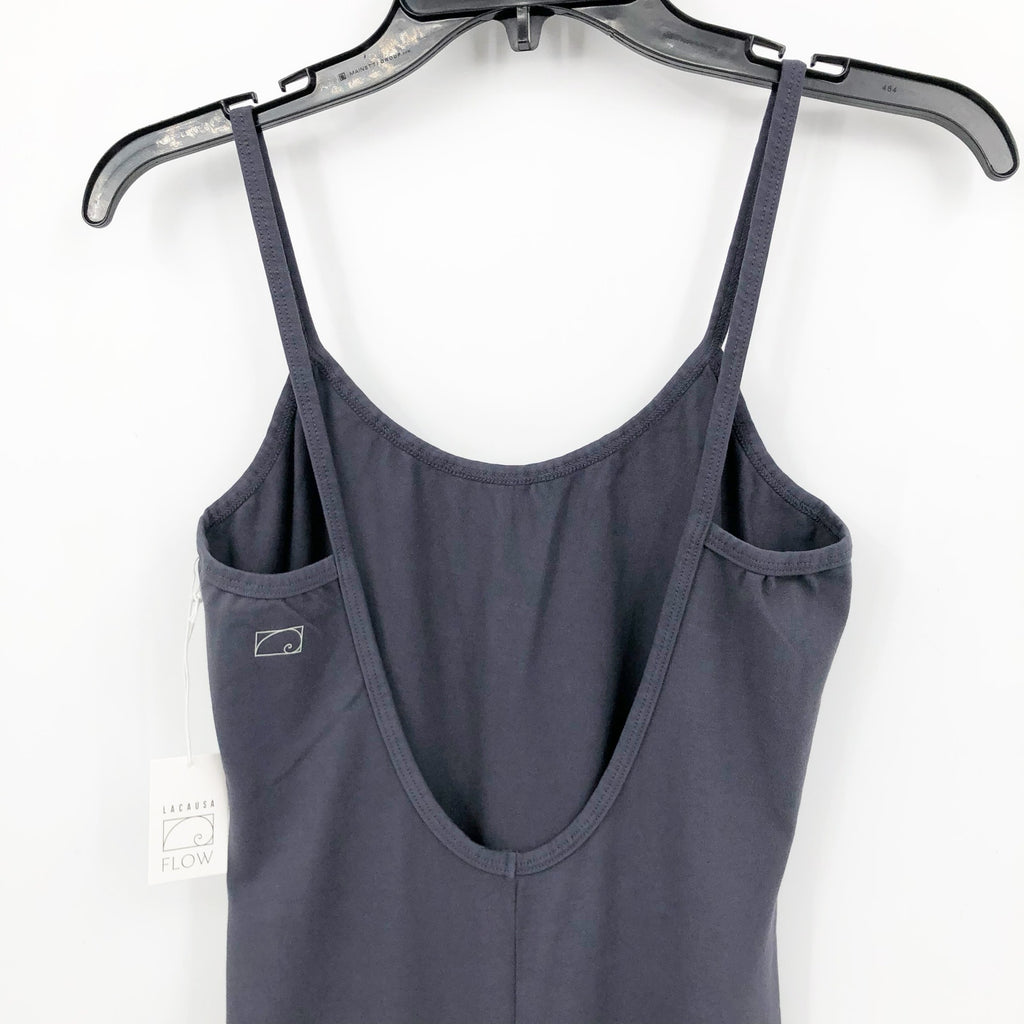 LACAUSA Womens Flow Prana Unitard Medium Charcoal Grey Yoga Tank Low Back NWT