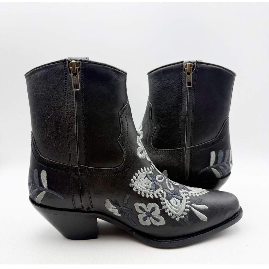 Diba True Women's Cains Ville Western Bootie Size 7M Black Charcoal Leather NWOB