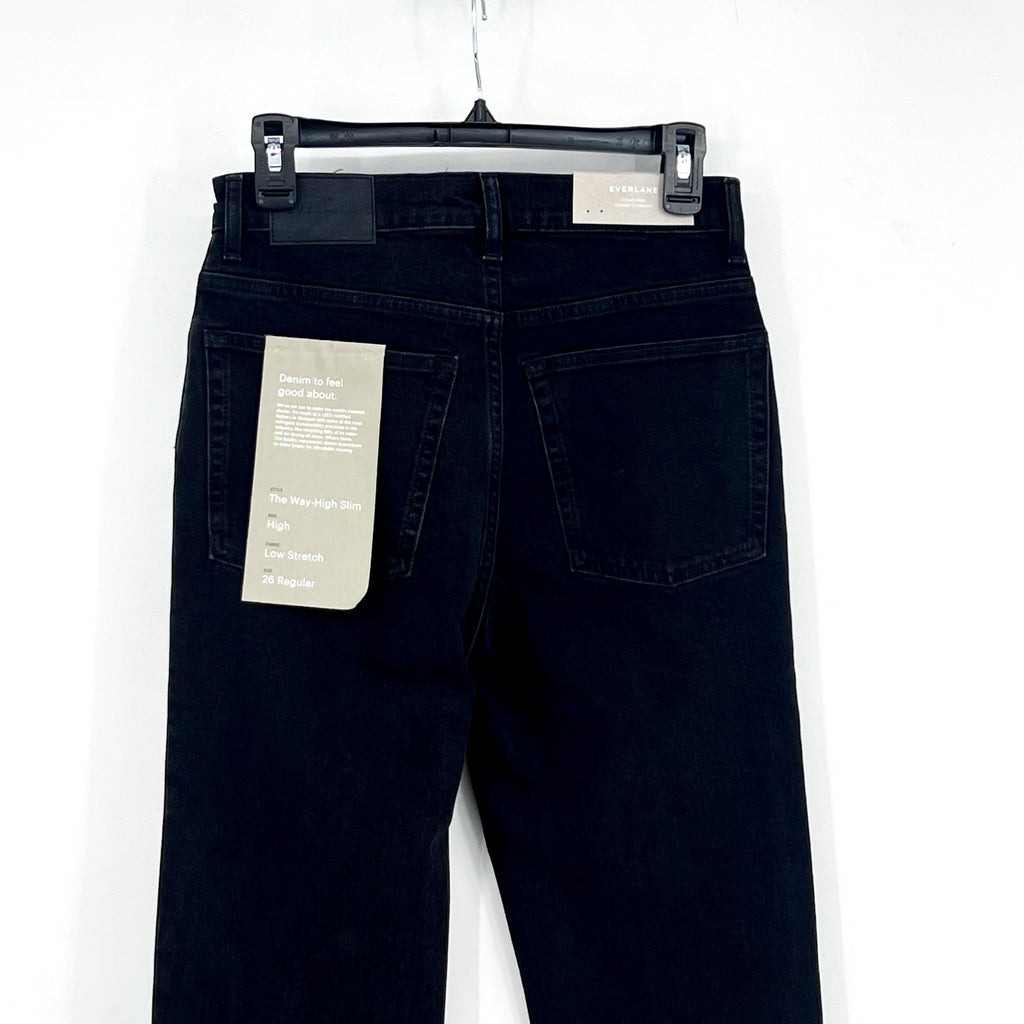 EVERLANE Women's The Way-High Slim Jeans 26x31 US 2 Black Low Stretch Denim NWT