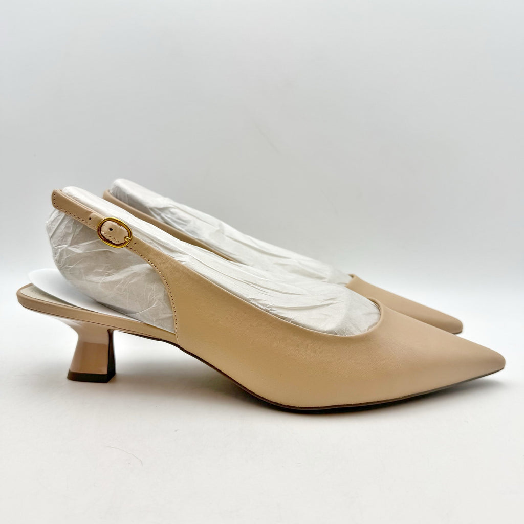 Franco Sarto Womens Jaden Slingback Pumps US 9.5 Wide EU 40.5 Nude Beige NIB