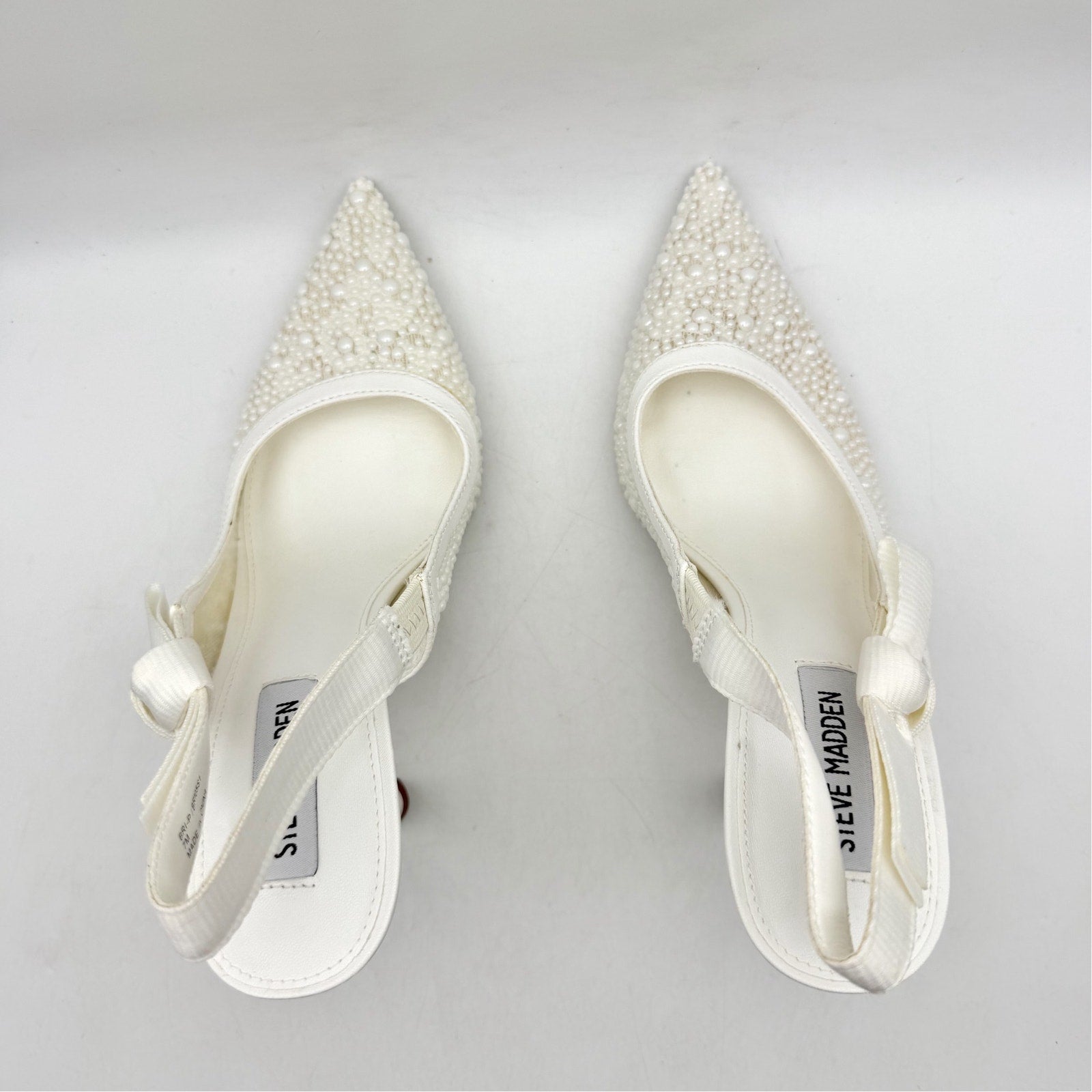 Steve Madden Womens Bri Lace Heels US 7 M EU 37.5 White Bow NWOB