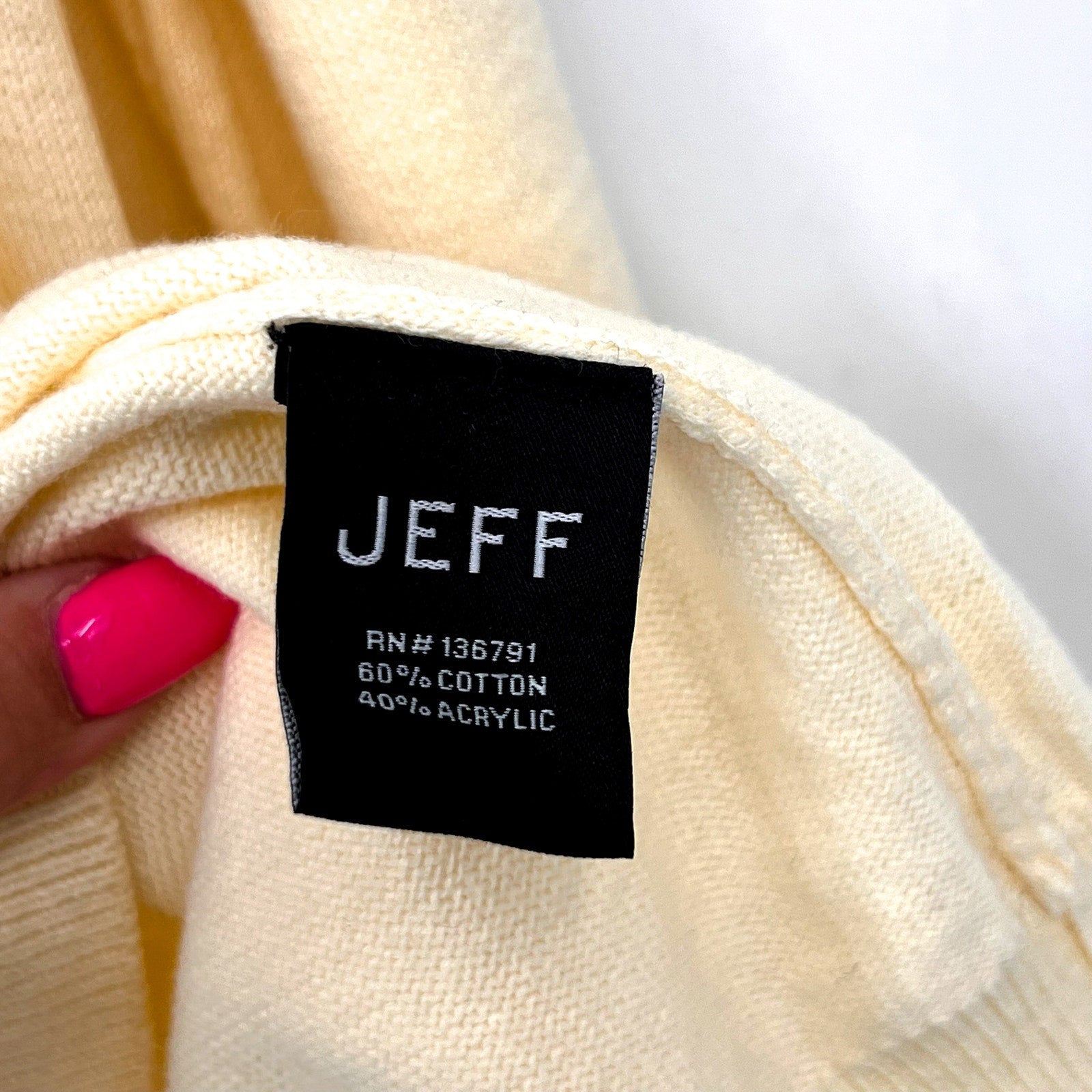 JEFF CLOTHING Mens Lightweight Crew Neck Sweater XXL Yellow Cotton Blend NWT