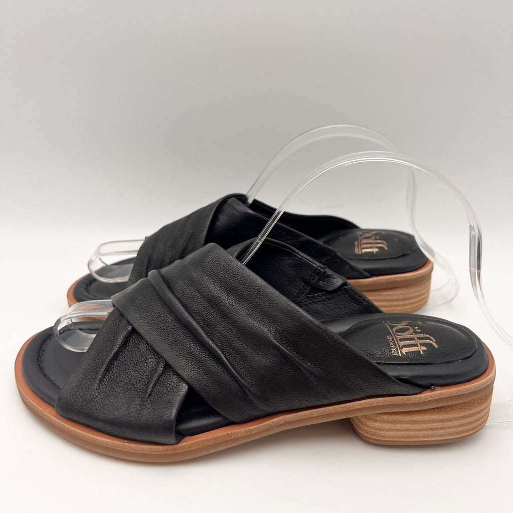 Sofft Womens Fallon Slide Sandals Size 6 M Black Leather Slip On NWOB