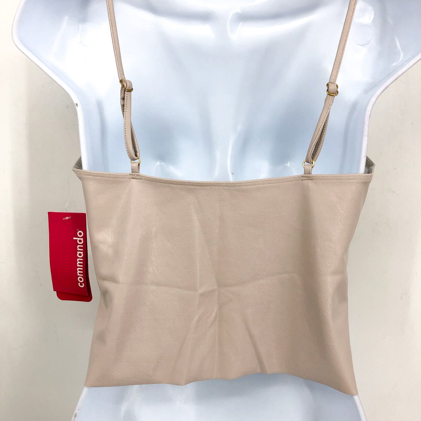 COMMANDO Womens Faux Leather Cami Crop Top Medium Beige Porcelain Stretch NWT