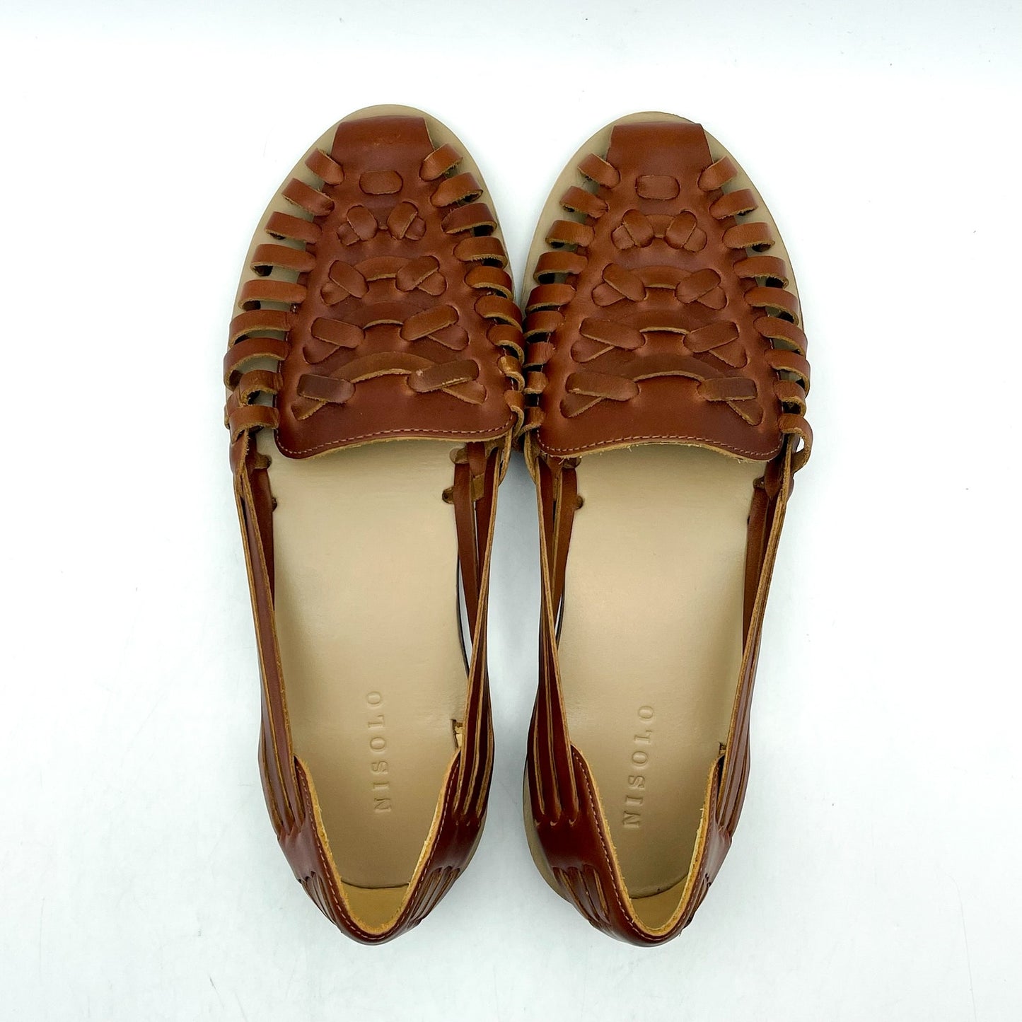 NISOLO Mens Huarache Water Resistant Sandals US 8.5 Brandy Leather NWOB