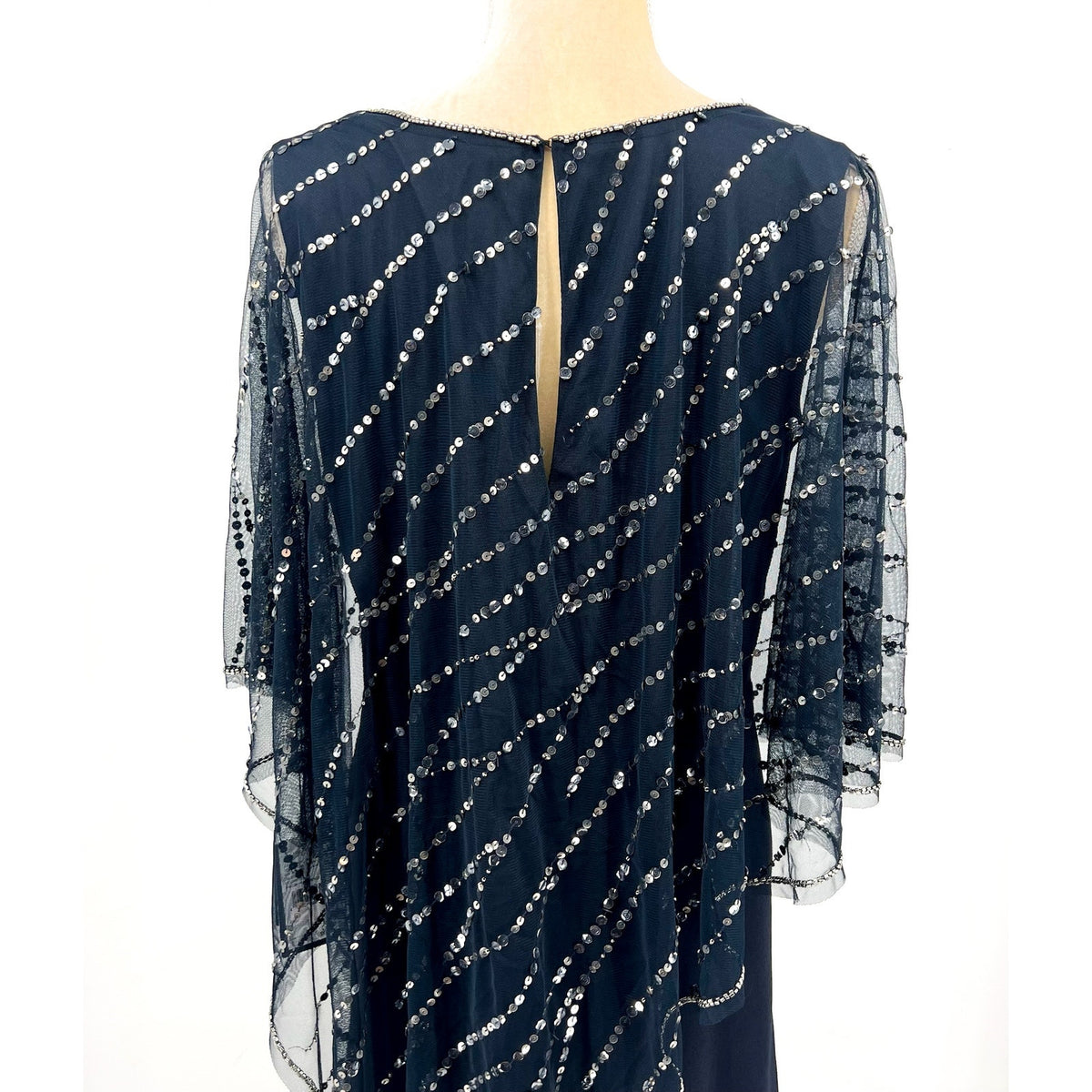ADRIANNA PAPELL Women's Beaded Popover Midi Dress Size 8 Midnight Blue NWT