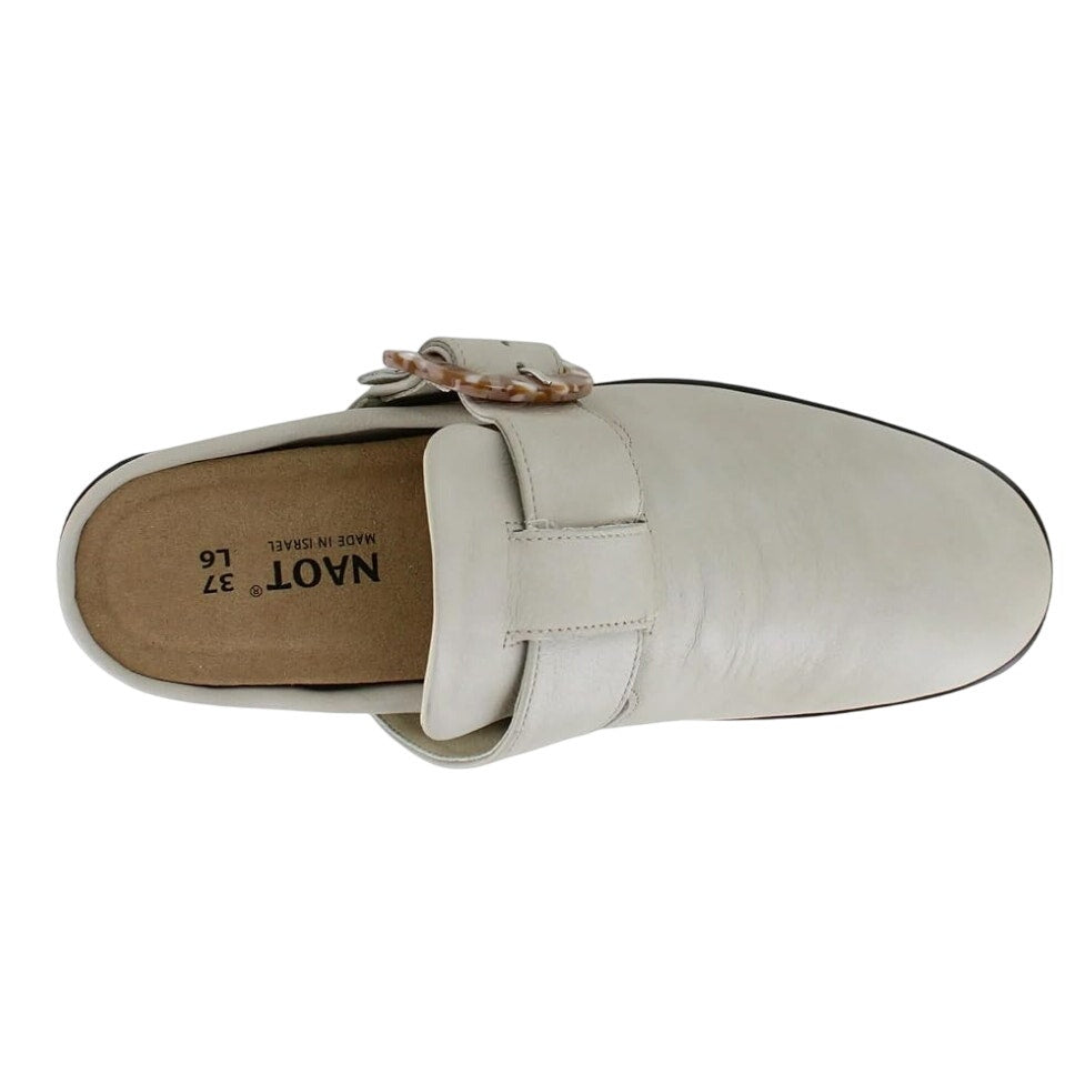 Naot Womens Choice Clogs EU 37 US 6 Ivory Beige Leather Buckle Heel NWOB