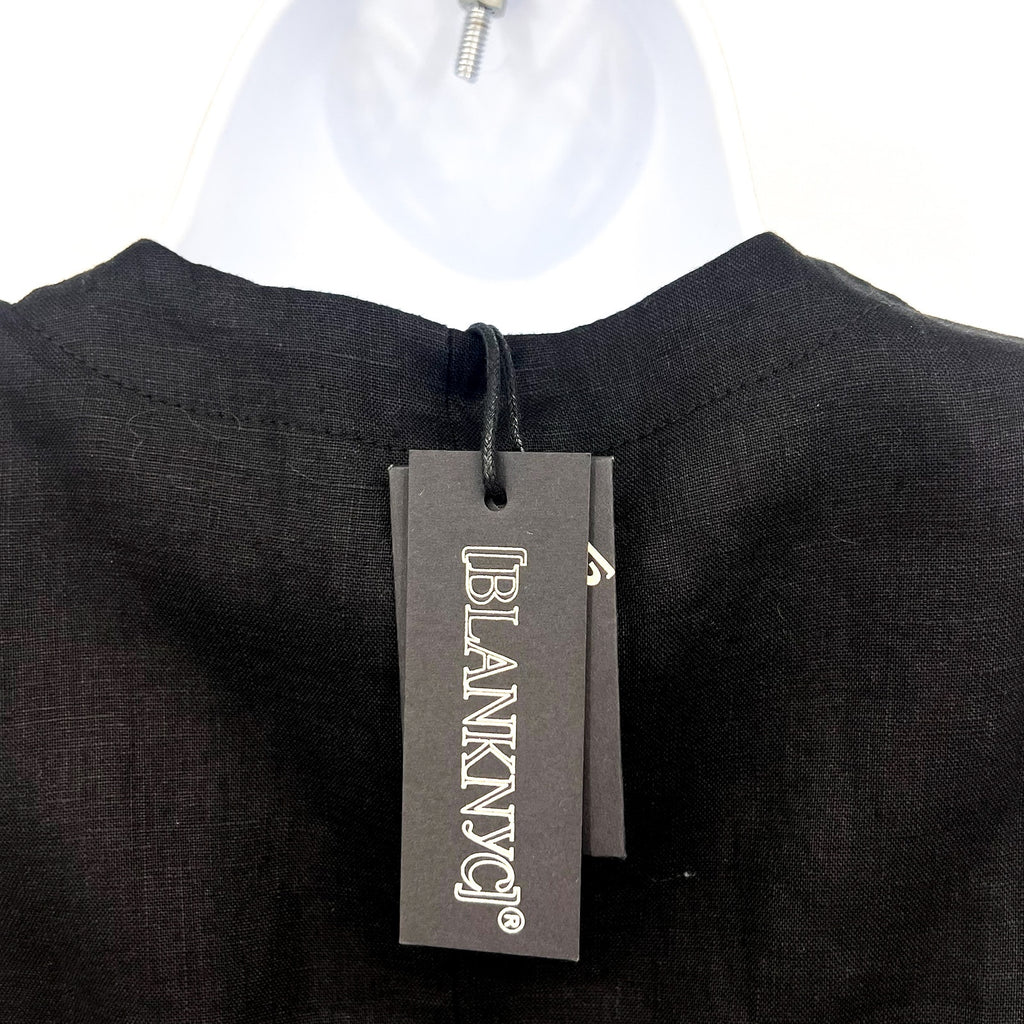 BLANKNYC Women's City Nights Linen Mini Dress Small Black Sleeveless NWT