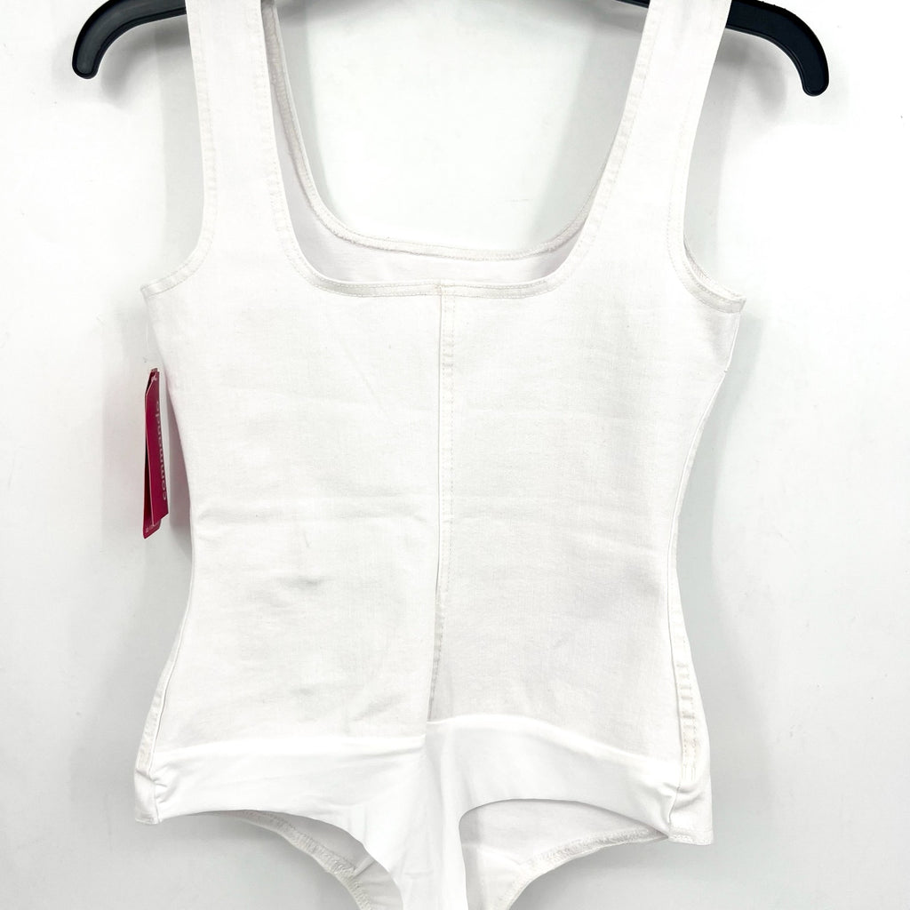 COMMANDO Women's Do It All Denim Bodysuit Medium White Squareneck Sleeveless NWT