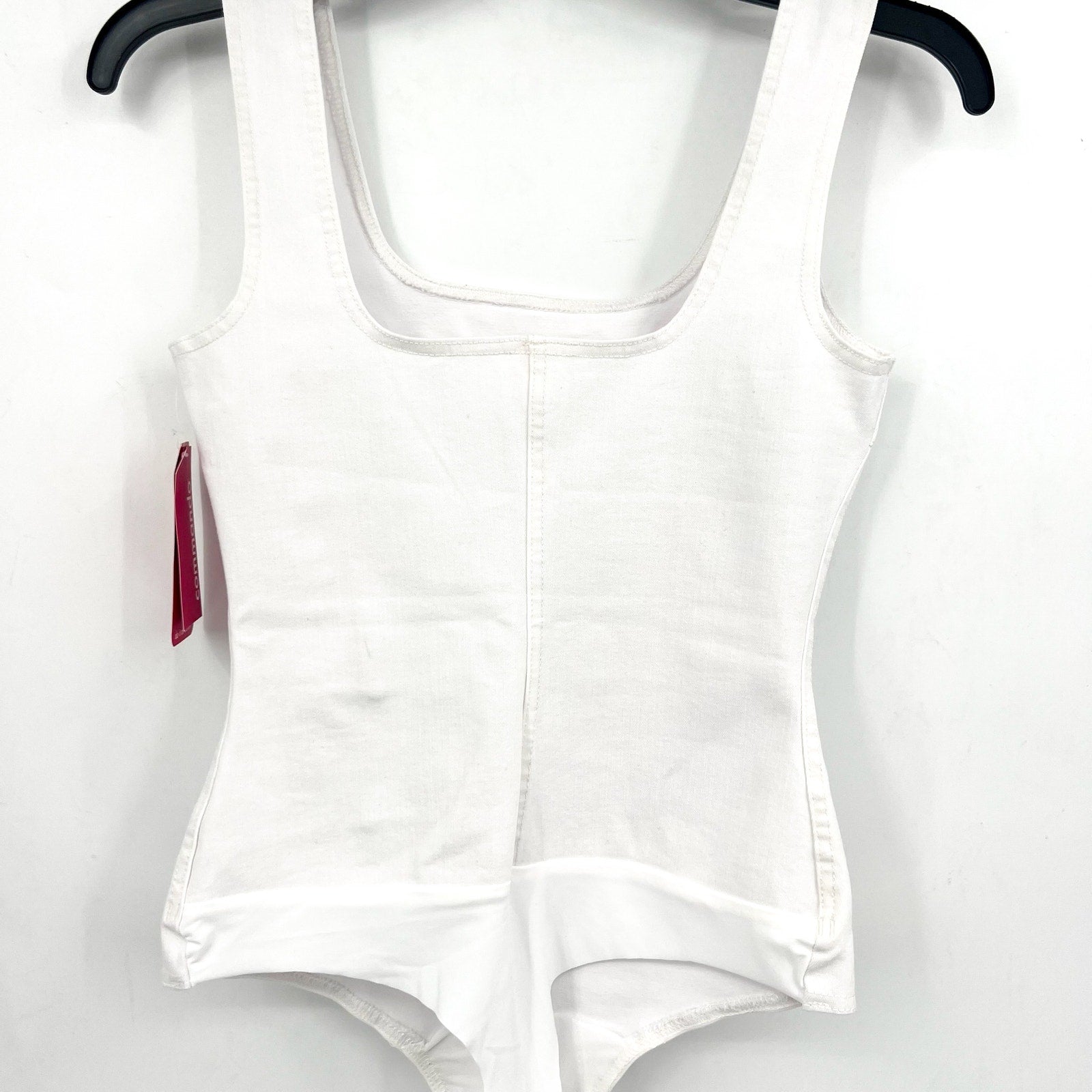 COMMANDO Women's Do It All Denim Bodysuit Medium White Squareneck Sleeveless NWT