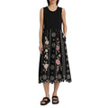 JOHNNY WAS Della Tank Midi Dress Medium Black Floral-Embroidered Linen NWT