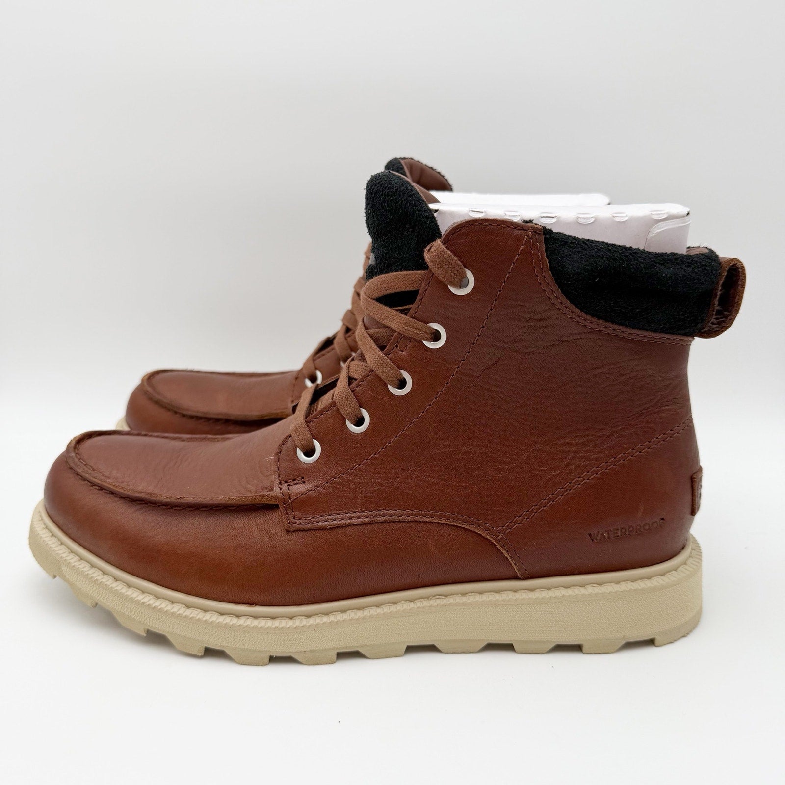 Sorel Mens Madson II Moc Toe Boots US 7.5 EU 40.5 Brown Leather Waterproof NIB