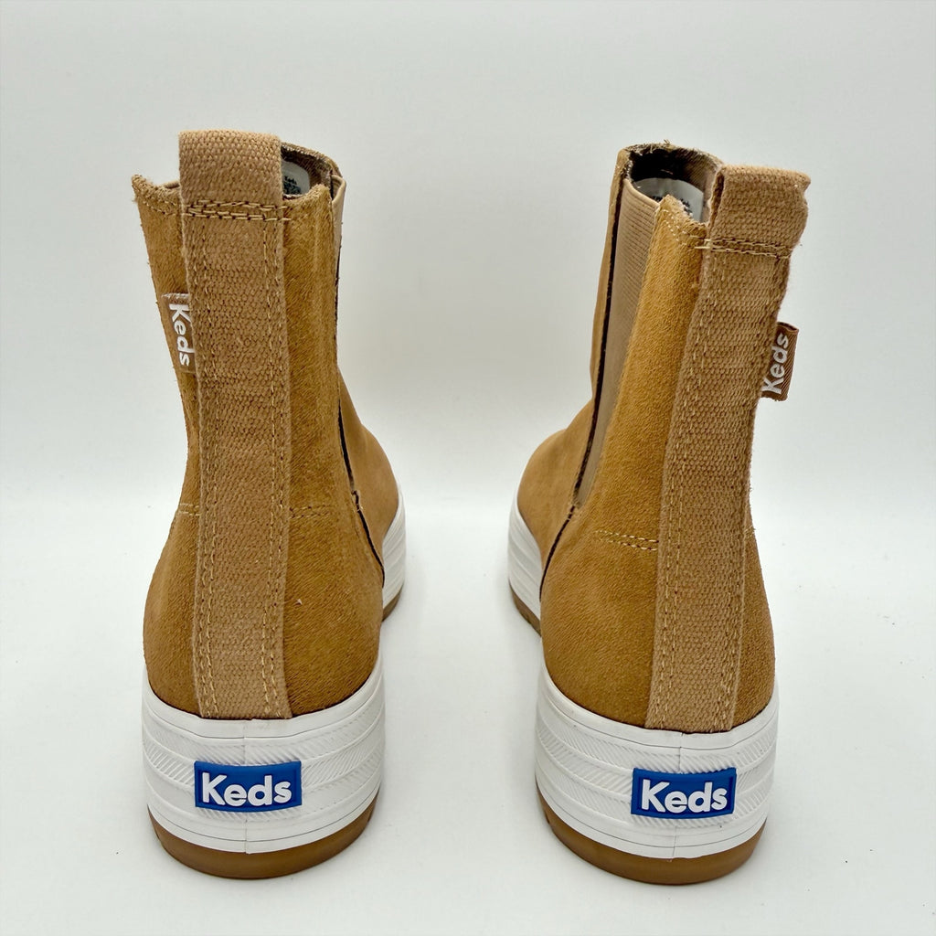 KEDS Womens The Platform Chelsea Boots Size 6.5 Brown Tan Suede NWOB