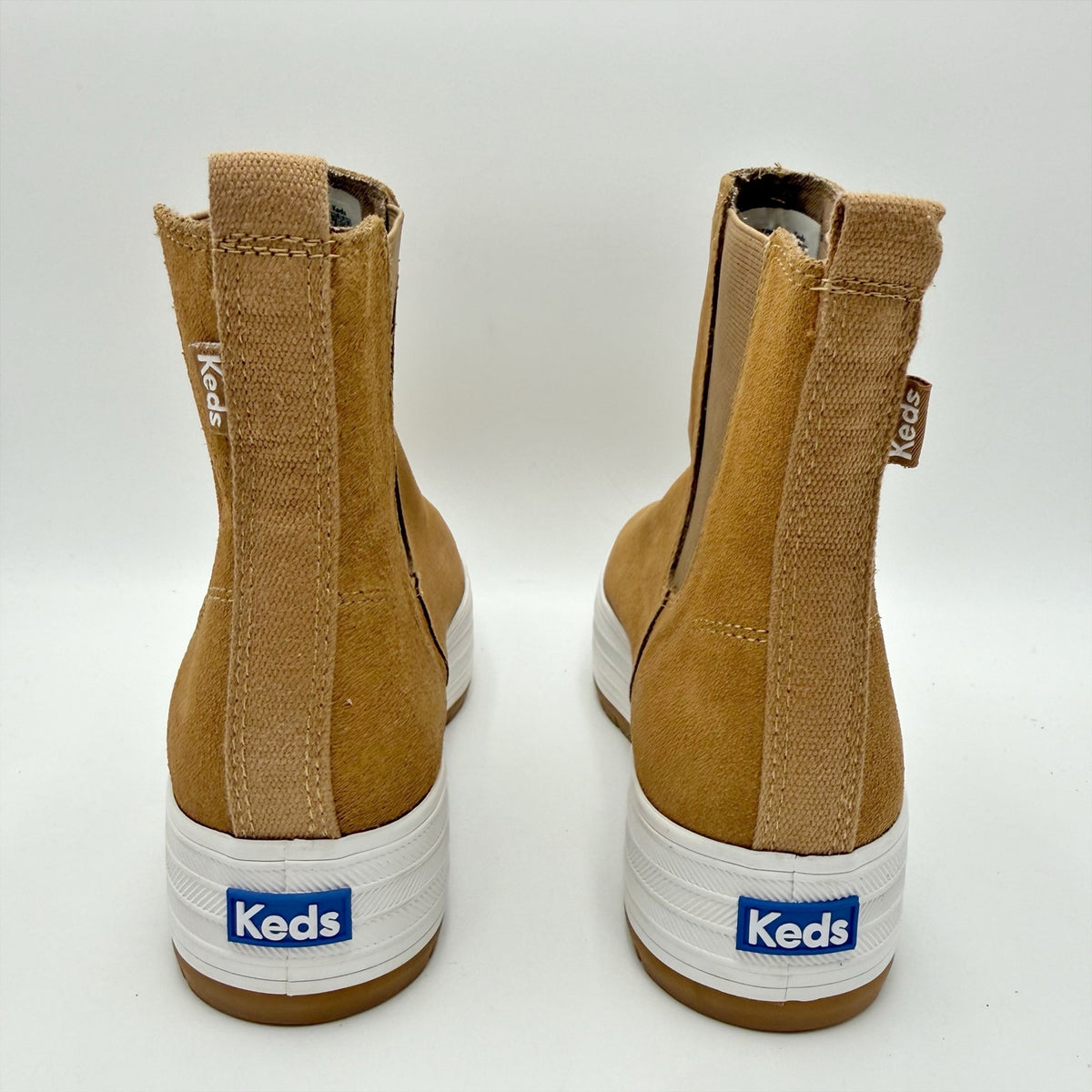 KEDS Womens The Platform Chelsea Boots Size 6.5 Brown Tan Suede NWOB