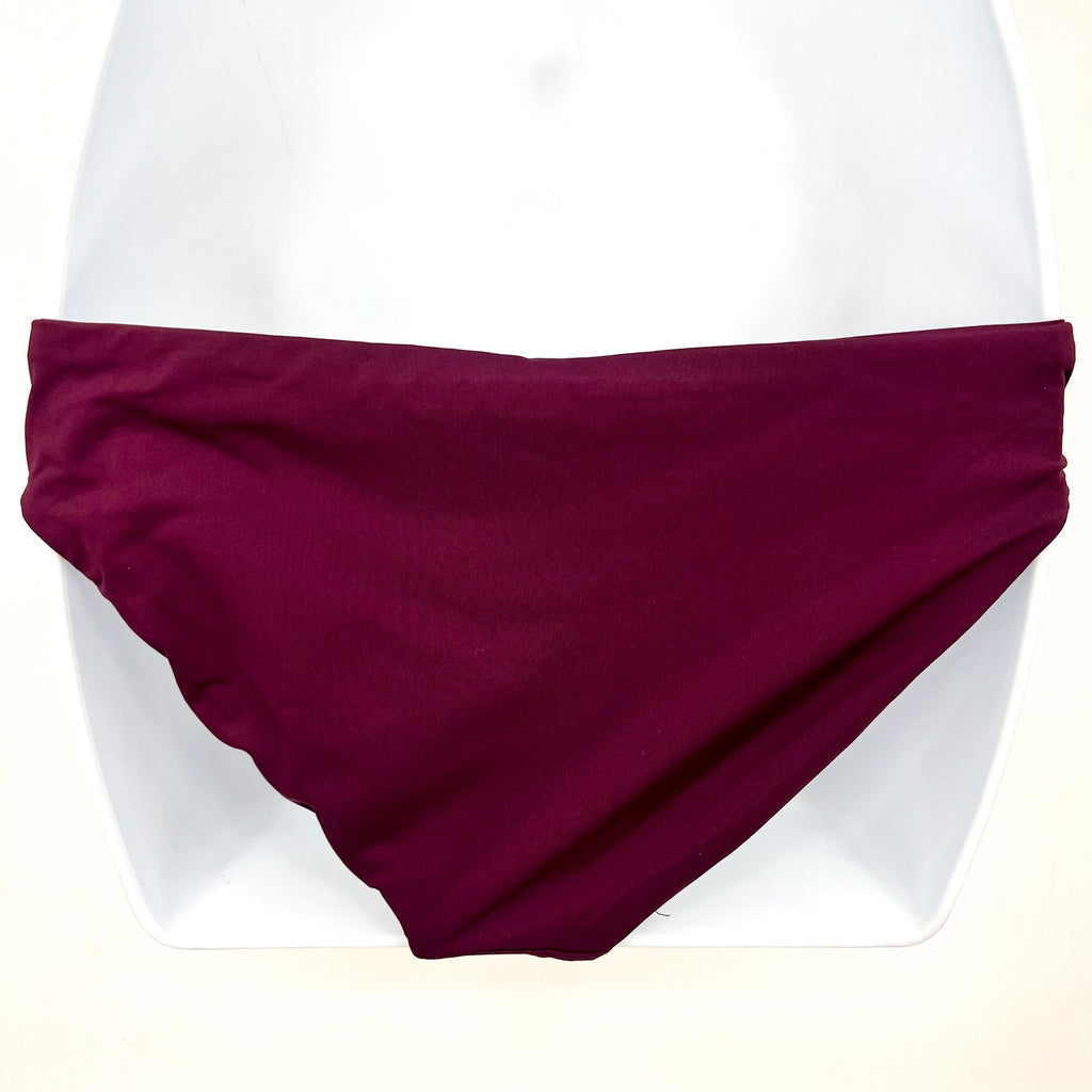 BECCA Women's Muse Side Ruched Bikini Bottoms Small Aubergine Purple Hipster NWT