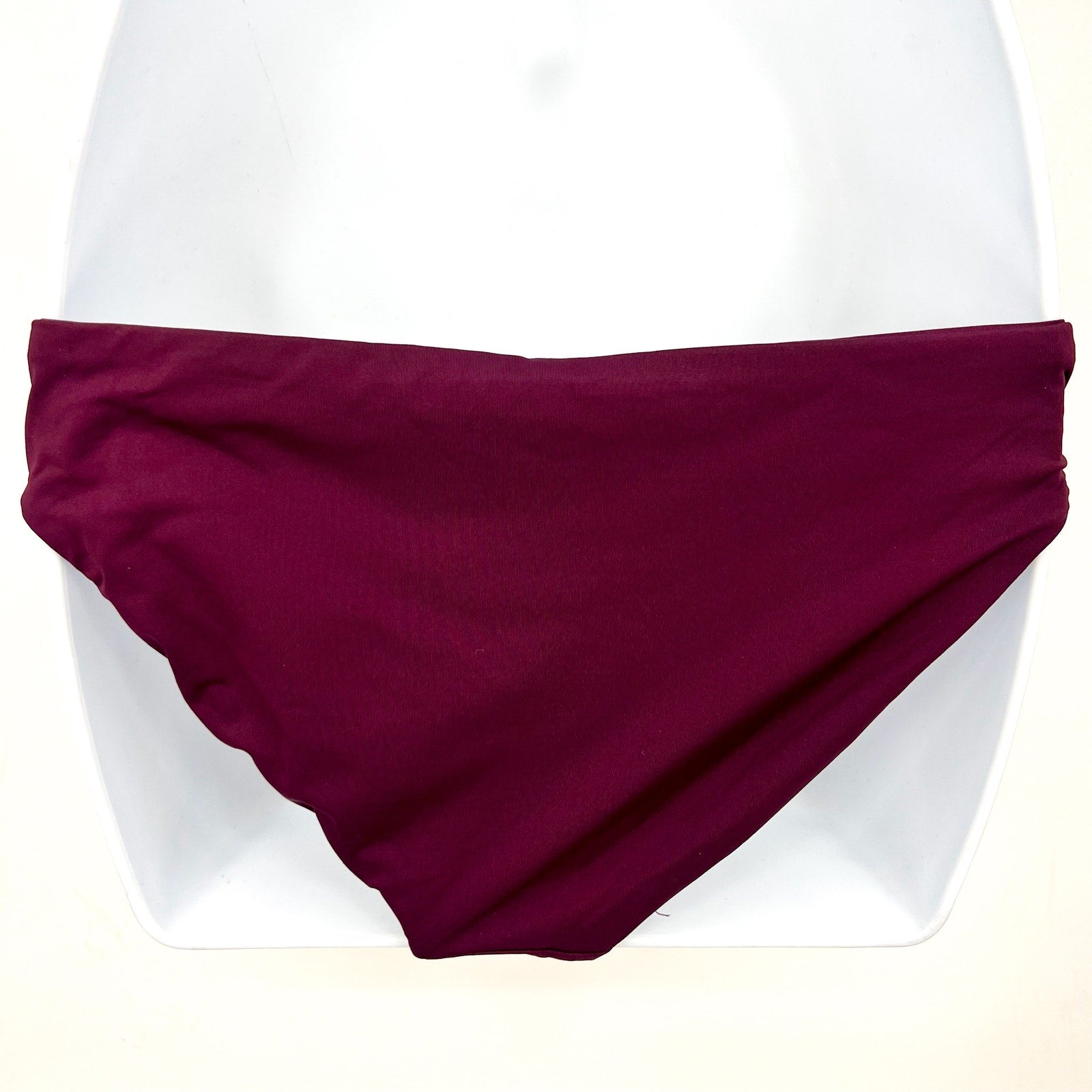 BECCA Women's Muse Side Ruched Bikini Bottoms Small Aubergine Purple Hipster NWT