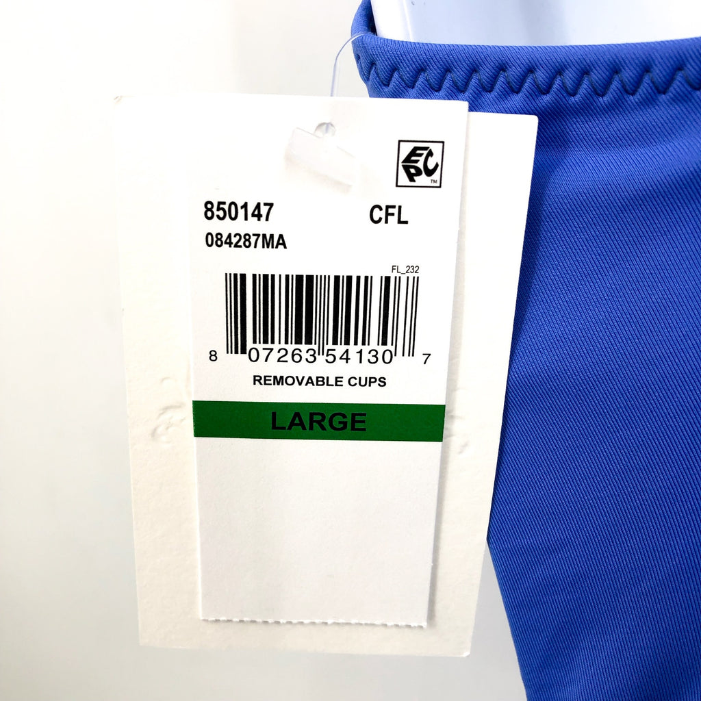 BECCA Women's Gracelyn High Neck One Piece Swimsuit Large Blue Cornflower NWT