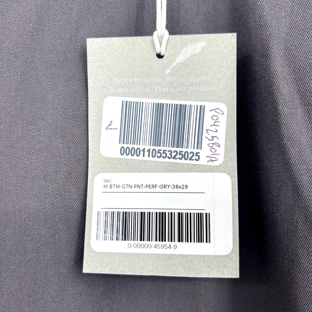 EVERLANE UNIFORM Men's The Performance Chino 38x28 Slate Grey Stretch Pants NWT