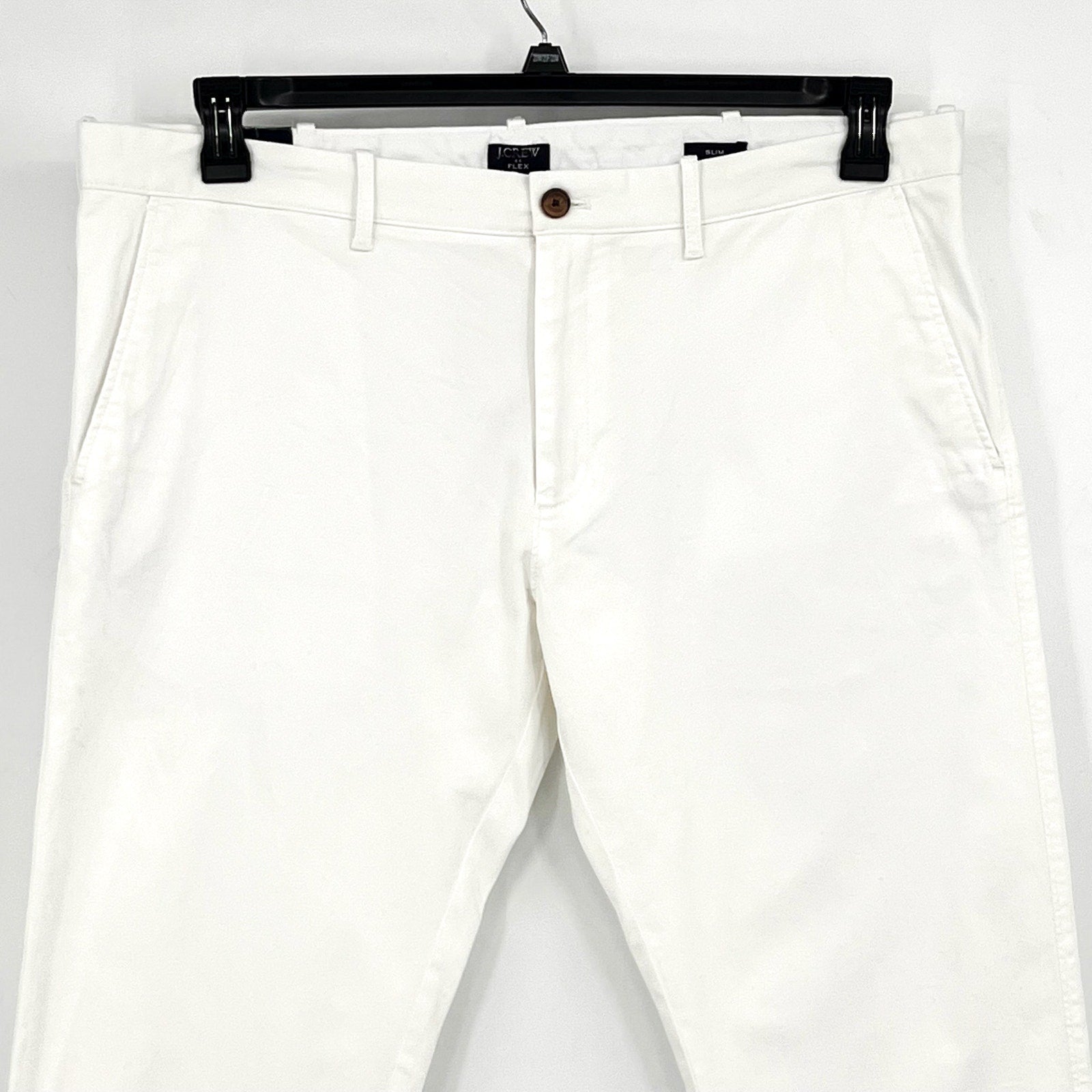 J.CREW Men's Slim-fit Flex Chino Pants 38x32 White Stretch Flat Front H3167 NWT