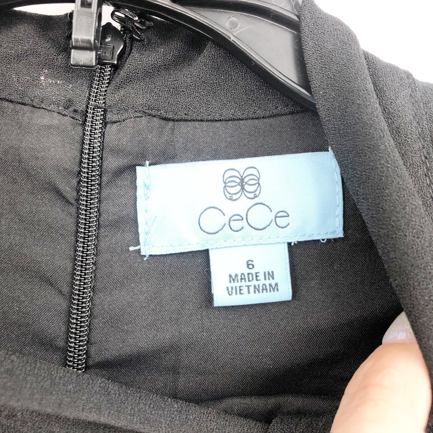 CECE Ruffled Bow Neck Mini Dress 6 Black Short Sleeve Fit & Flare Cocktail NWT