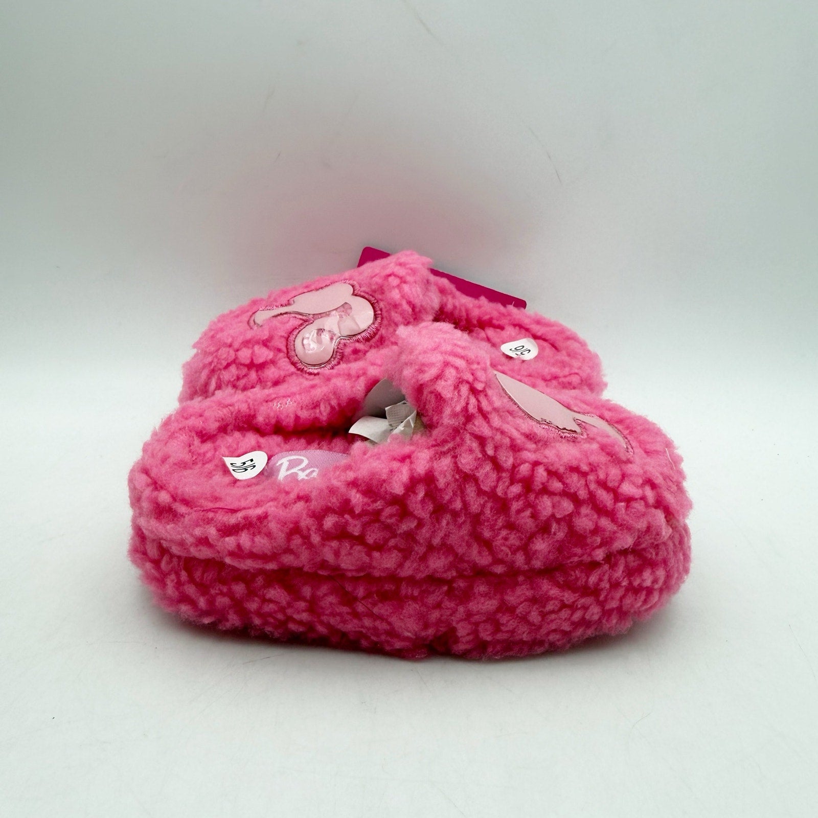 Barbie Toddler Girls Ground Up Spa Slippers US 5-6 Small Pink Faux Fur NIB