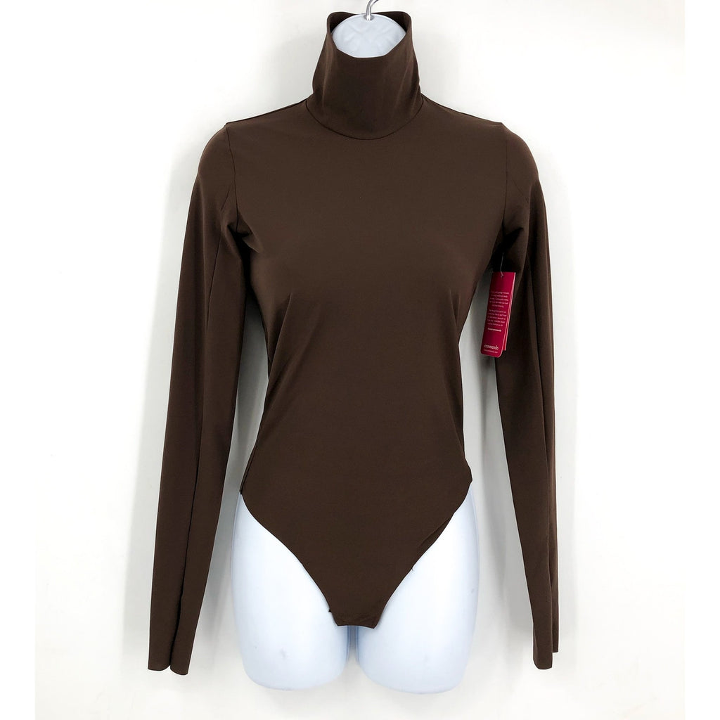 COMMANDO Women's Turtleneck Bodysuit Small Brown Long Sleeve Thumbholes NWT