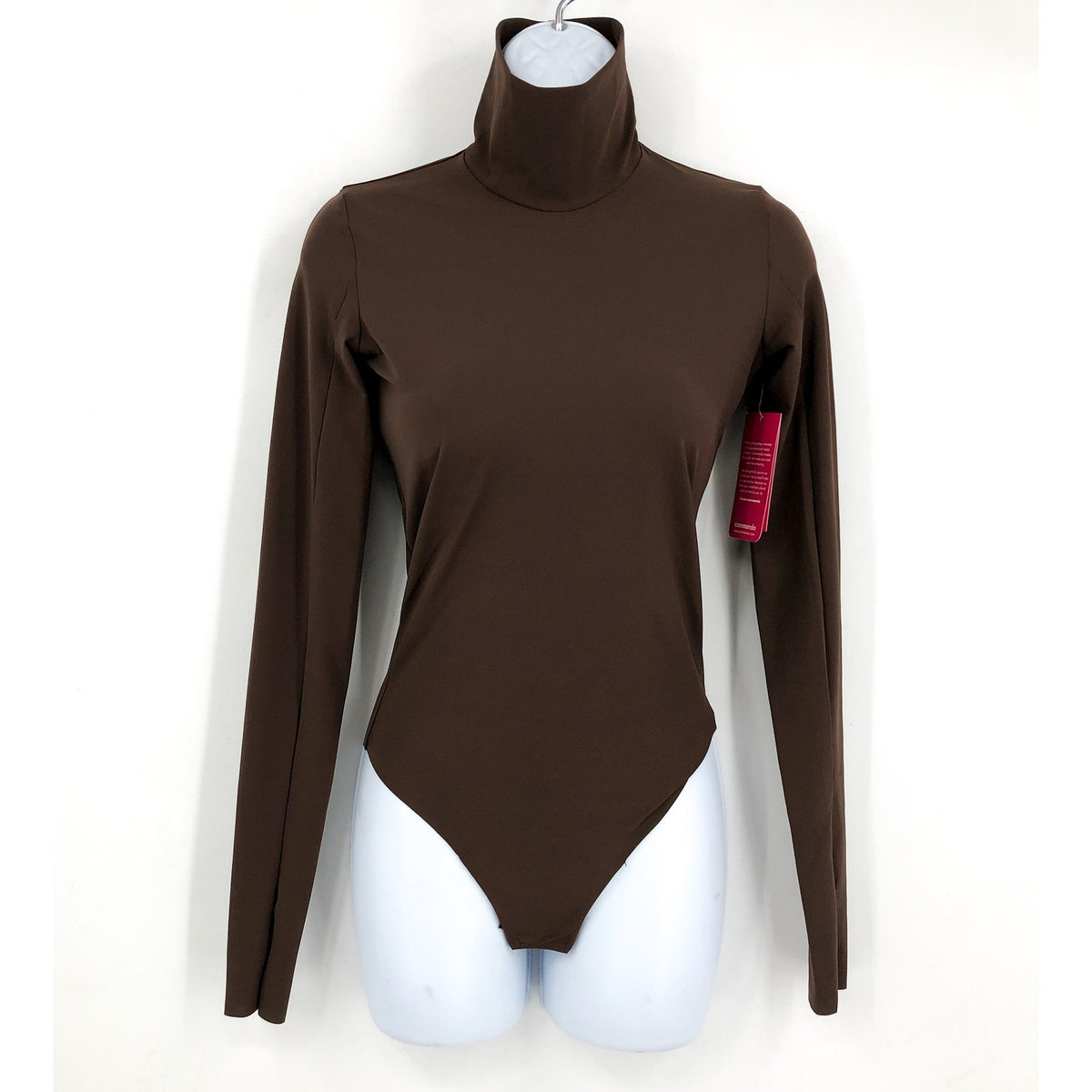 COMMANDO Women's Turtleneck Bodysuit Small Brown Long Sleeve Thumbholes NWT