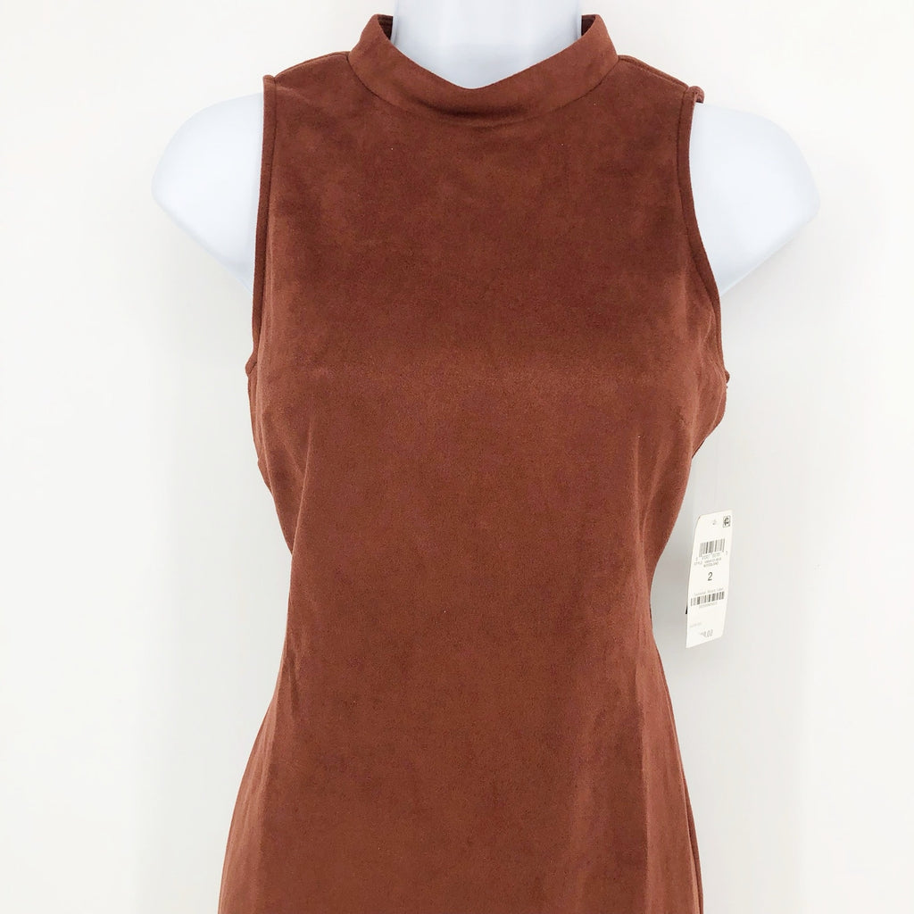 INC International Concepts Midi Dress SIZE 2 Brown Faux Suede Sleeveless NWT
