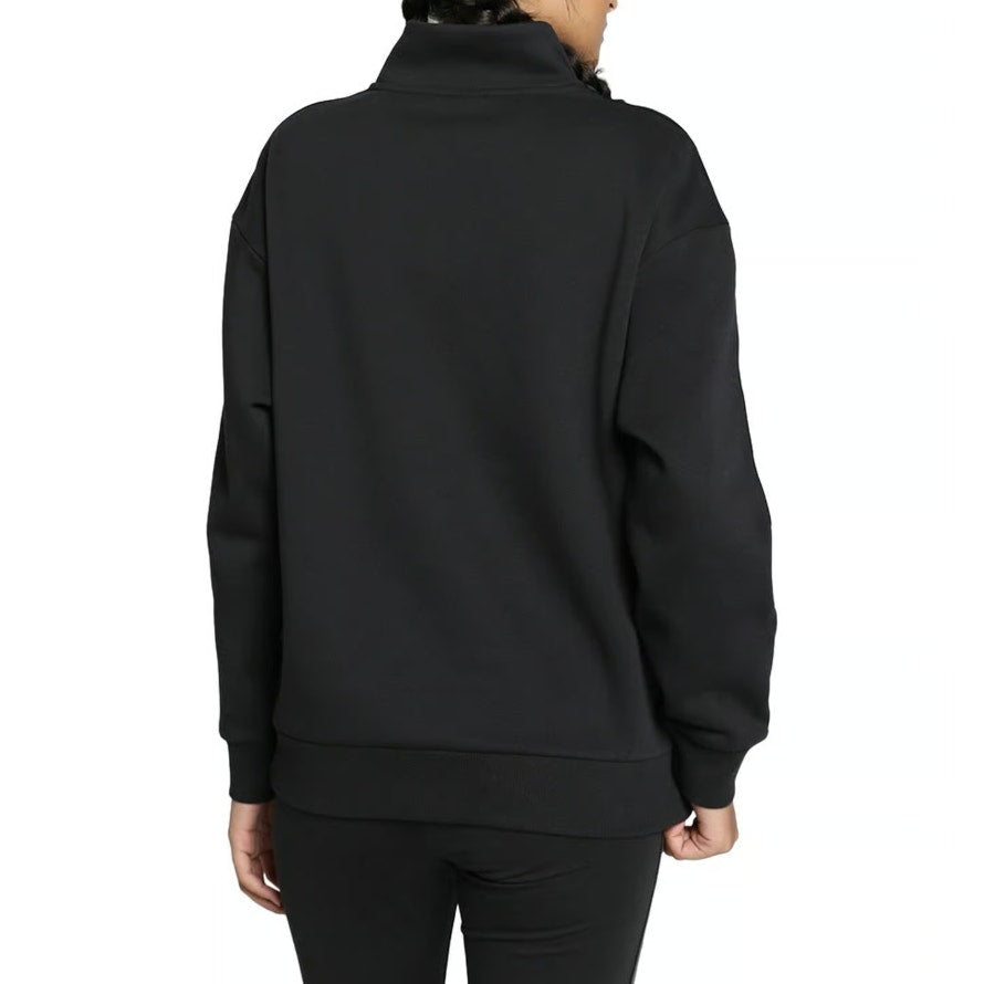 PUMA Women's Half-Zip Sweatshirt Large Black Minimal Gold Pullover NWT
